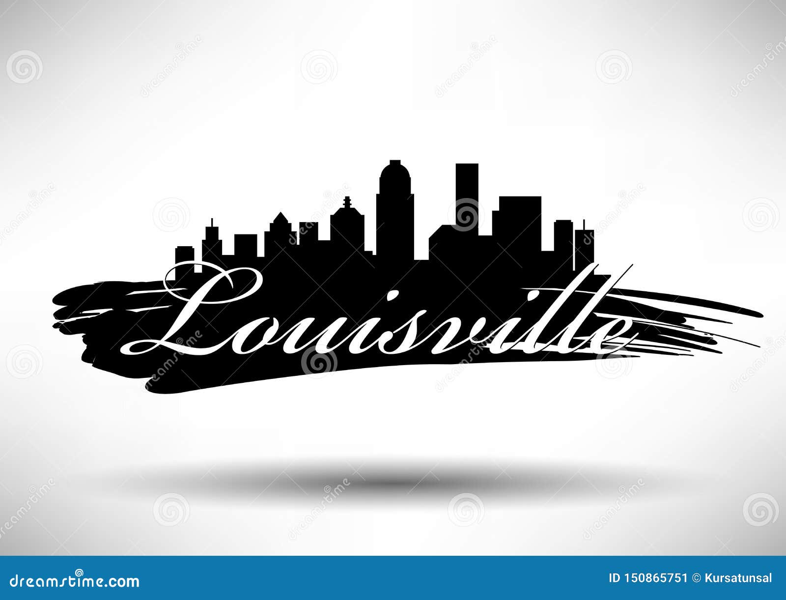 Louisville City Skyline Golden Silhouette. Cartoon Vector