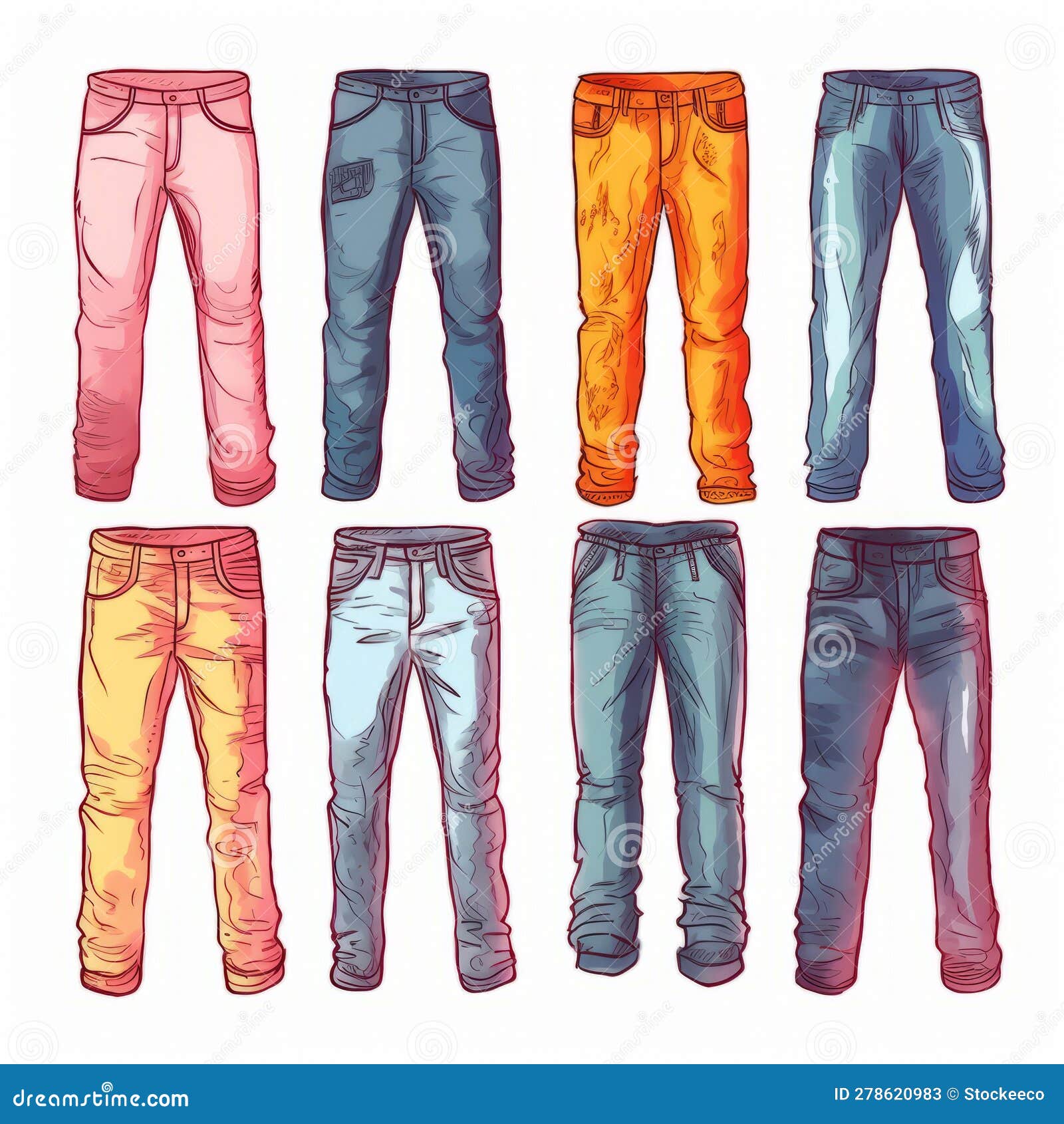 Minimalist Colorful Jeans Design Graphic Stock Illustration ...