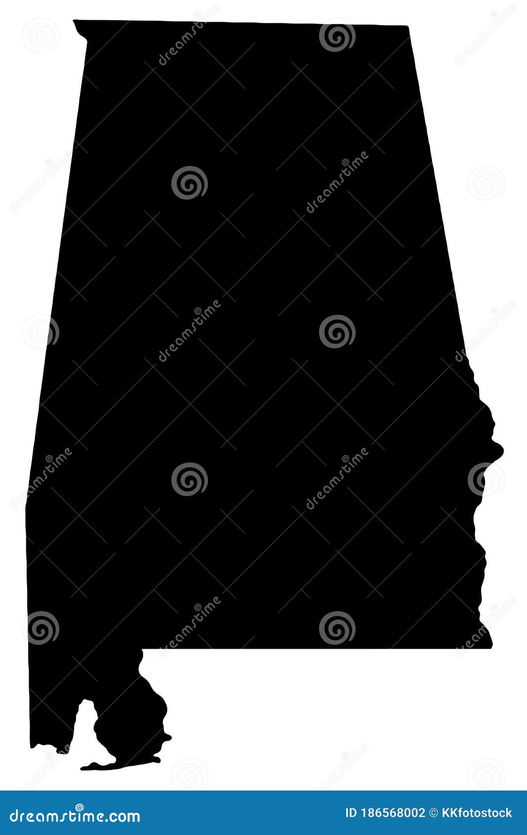Alabama State Map Black Silhouette Illustration Stock Vector