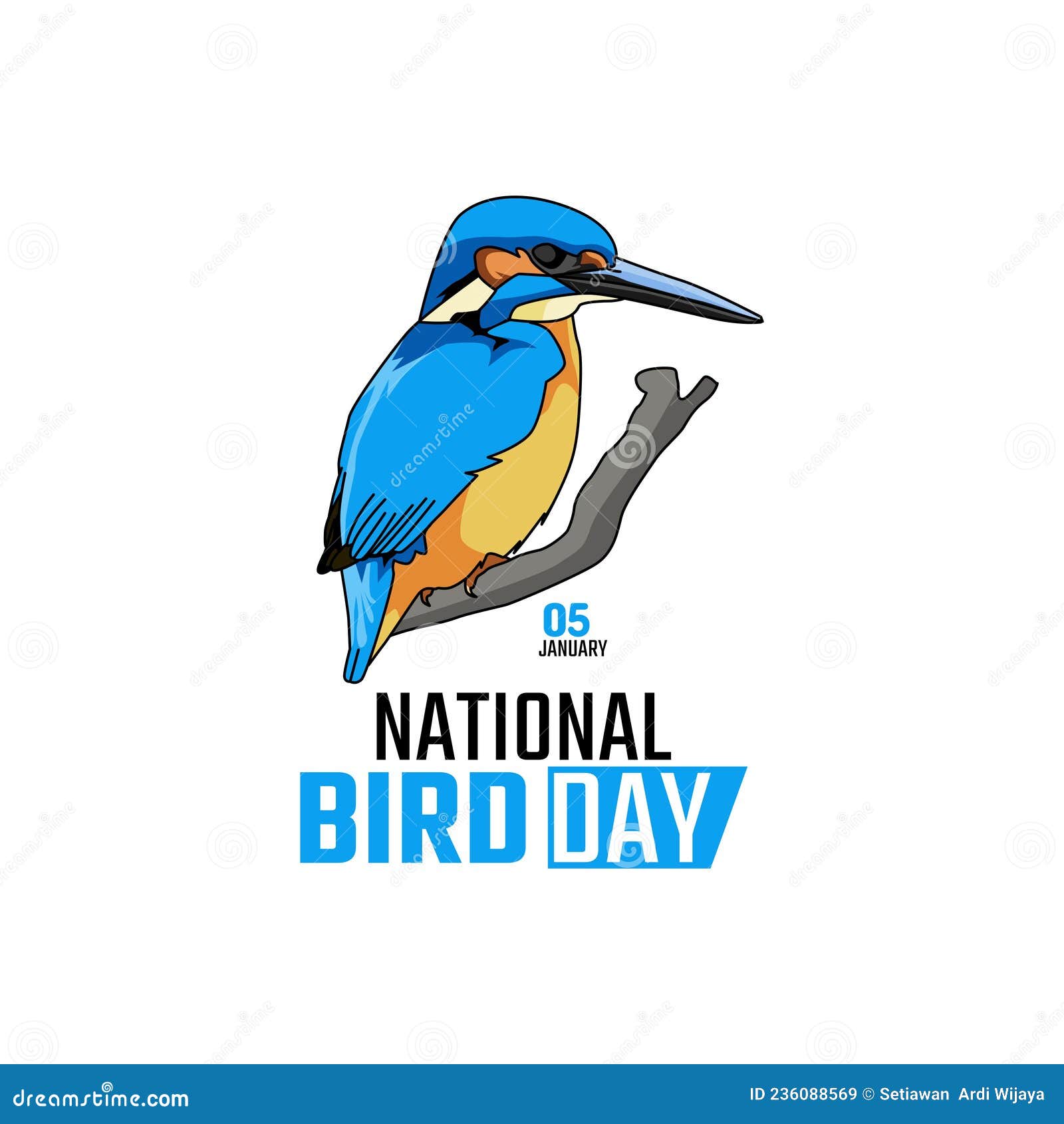 National Bird Day Greeting Card For Bird Lovers. Easy To Edit Vector