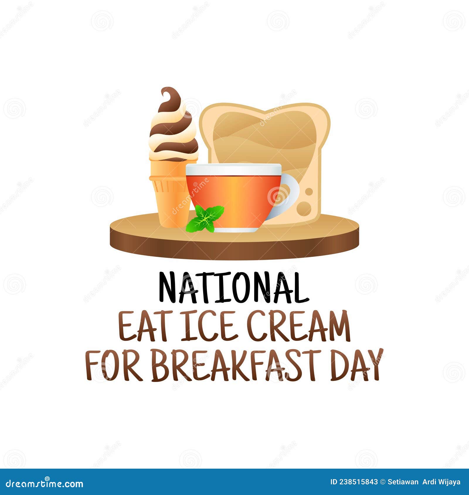 Vector Graphic of National Eat Ice Cream for Breakfast Day Stock Vector