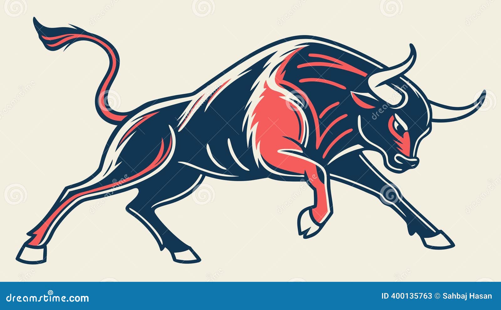 A Strong and Muscular Bull or Ox Captured in an Aggressive Charging Stance.  Vector Design Generative AI Stock Vector - Illustration of stance,  highlights: 400135763, image size:1600x990