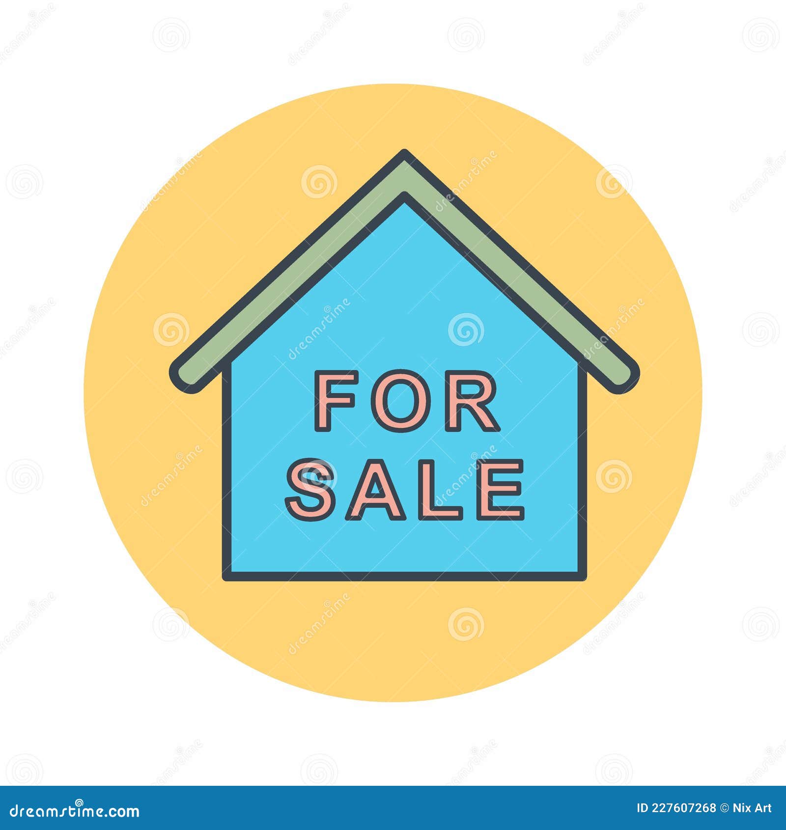 Vector Graphic of for Sale House Color Mate Style Stock Vector