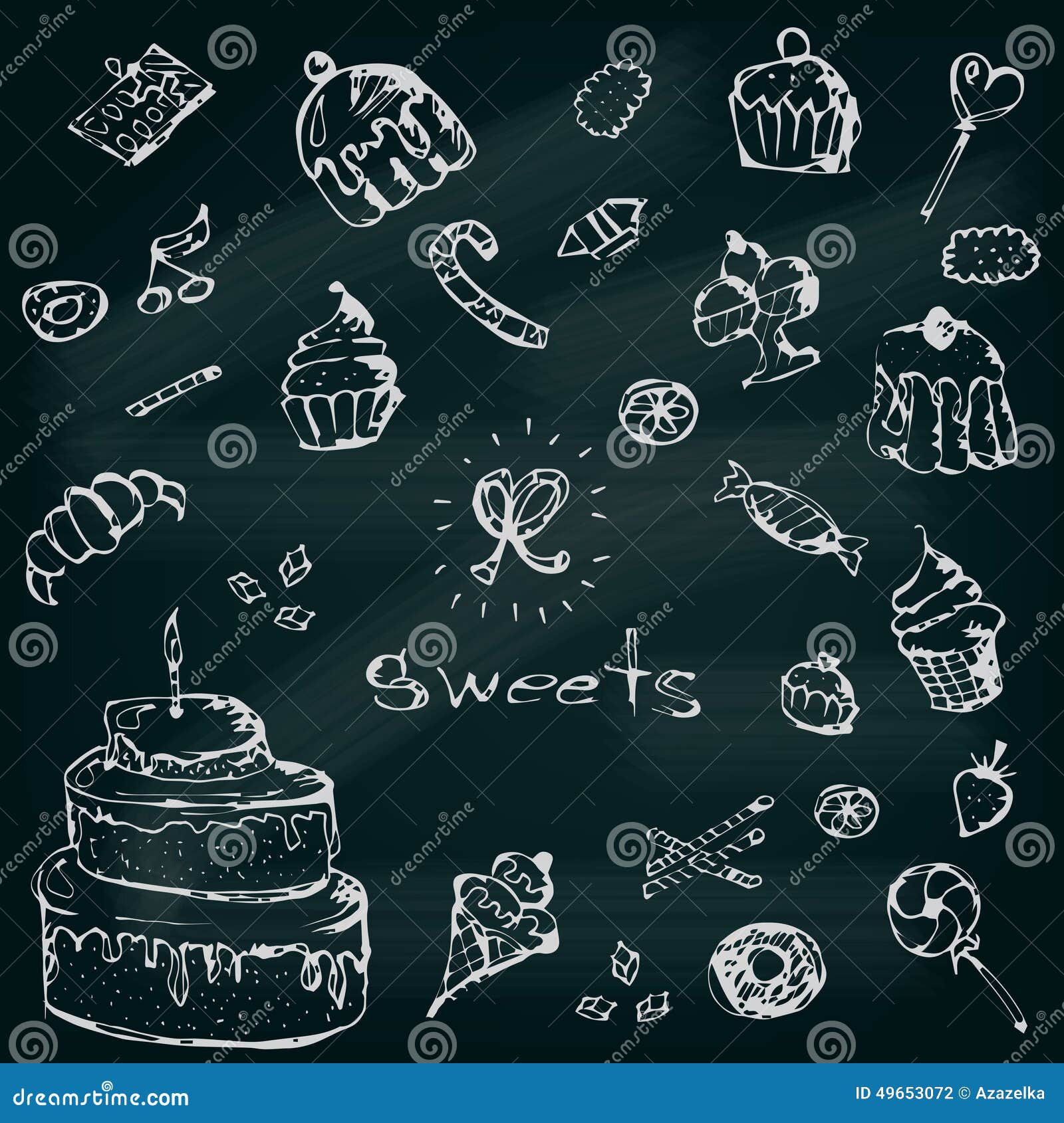  graphic set of sweets. decorative hand drawn delicios col