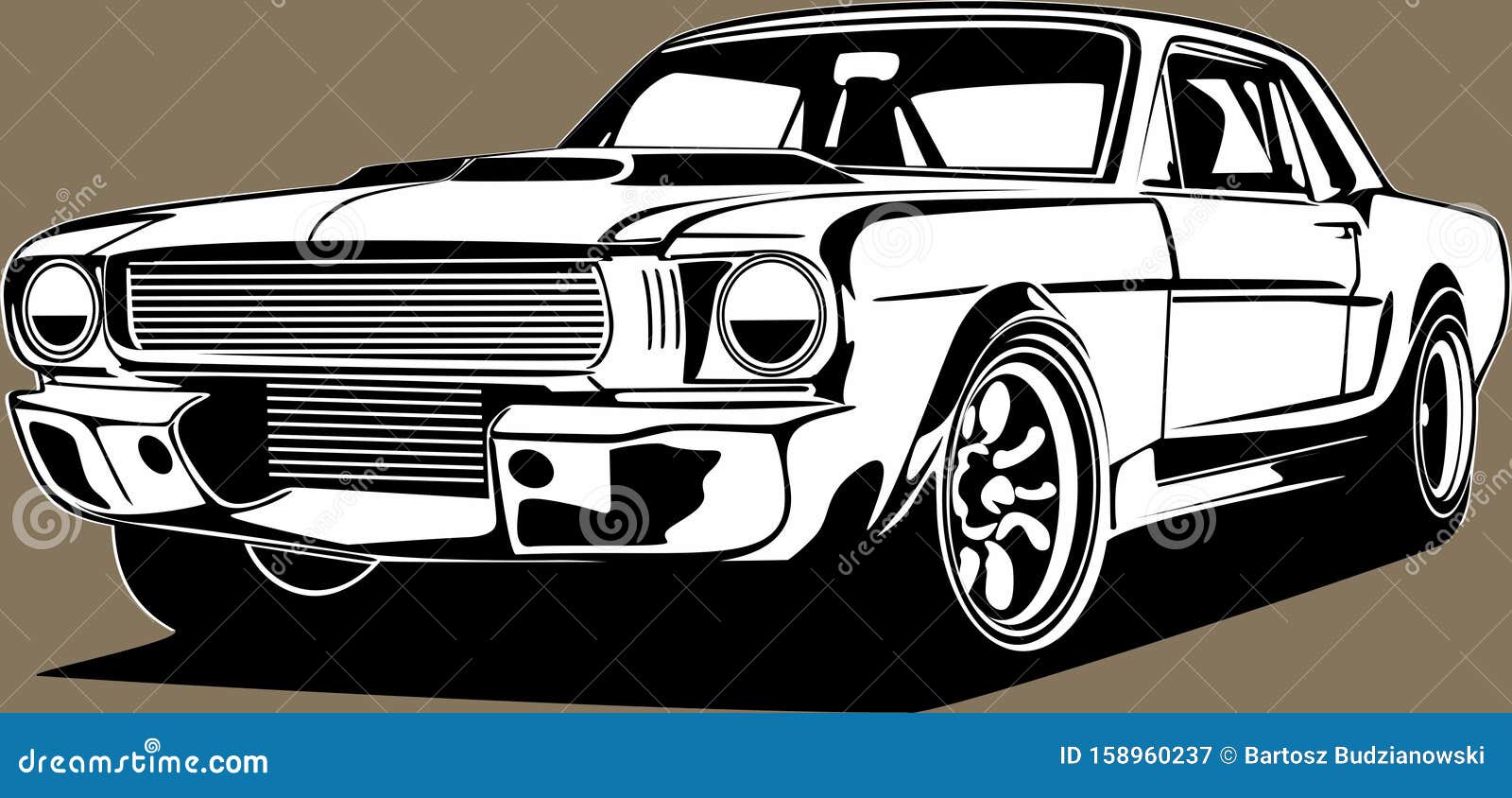 Classic American Vintage Retro Icon Of Muscle Car Ford Mustang Stock Vector Illustration Of Graphic Silhouette 158960237