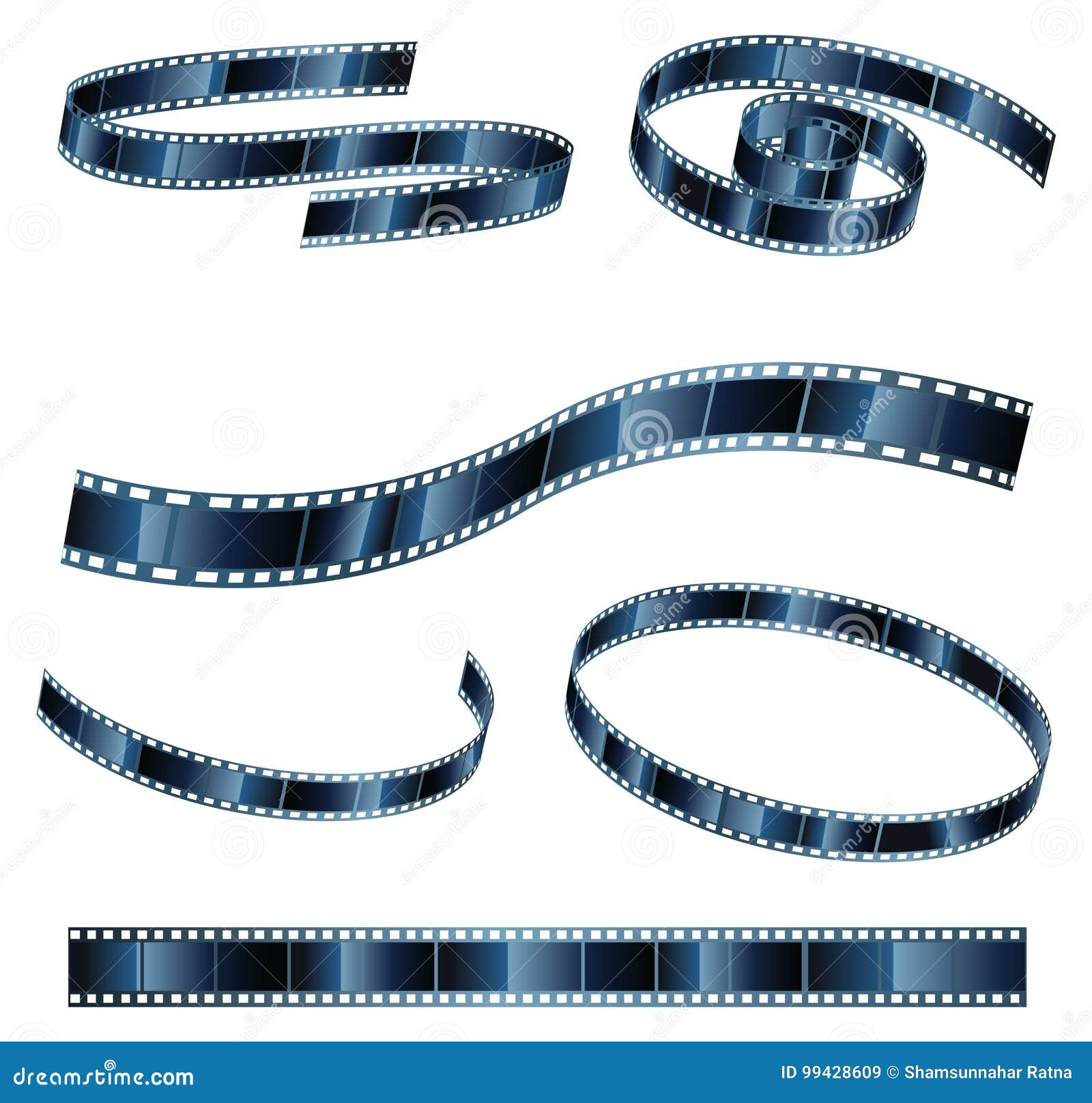 Vector Graphics of Film Reel in Various Shapes Stock Vector