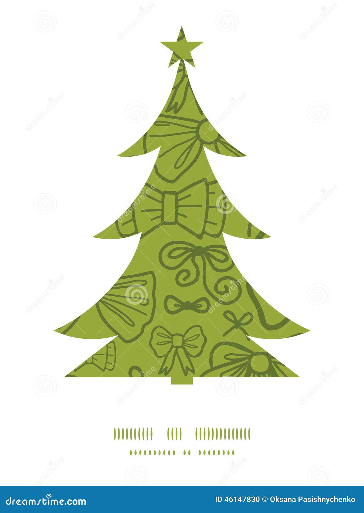 Vector Green Bows Christmas Tree Silhouette Stock Vector Illustration