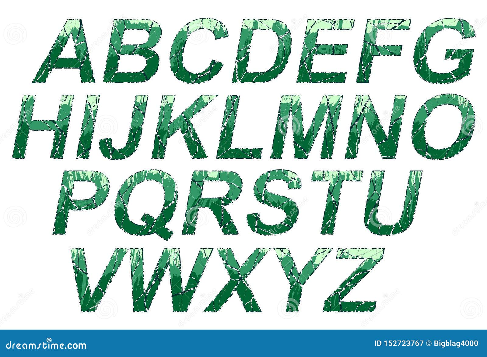 Download Vector Green Distressed Font.Decorative Alphabet.. Stock ...