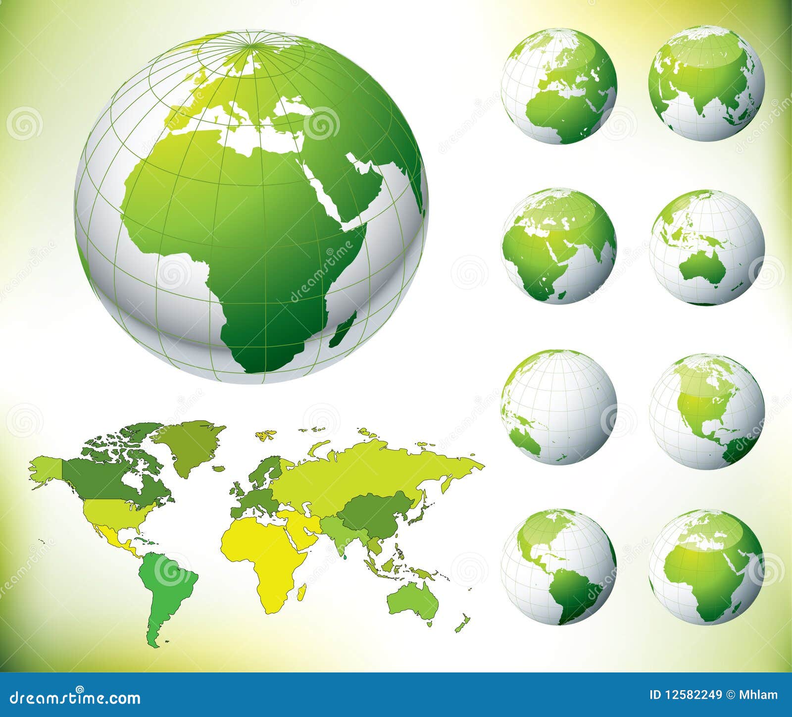 Vector Green Globe and World Map Stock Vector Illustration of