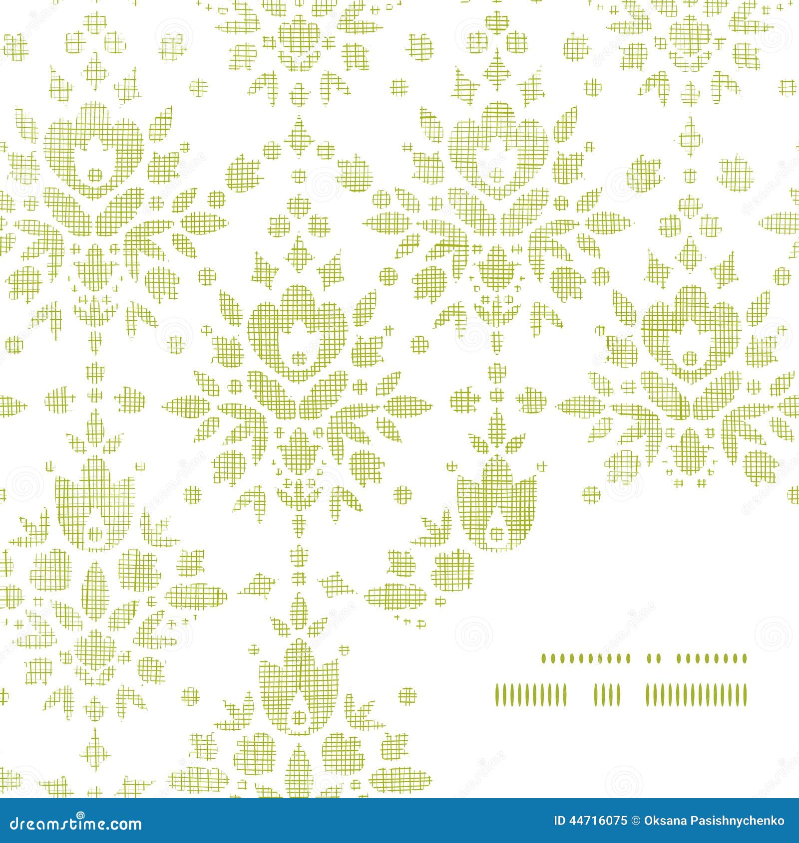 Vector Green Textile Damask Flower Frame Corner Stock Vector