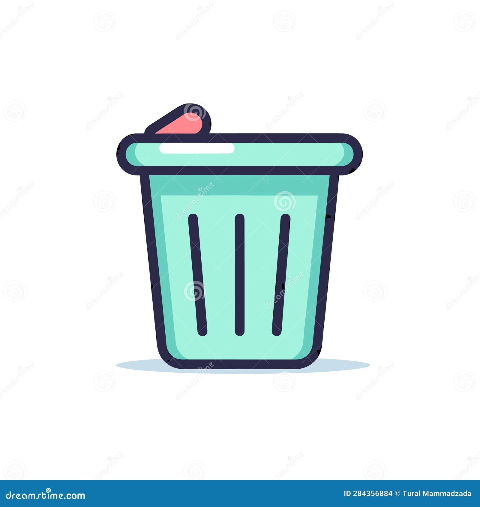 Vector of a Green Trash Can with a Red Lid, Isolated on a White