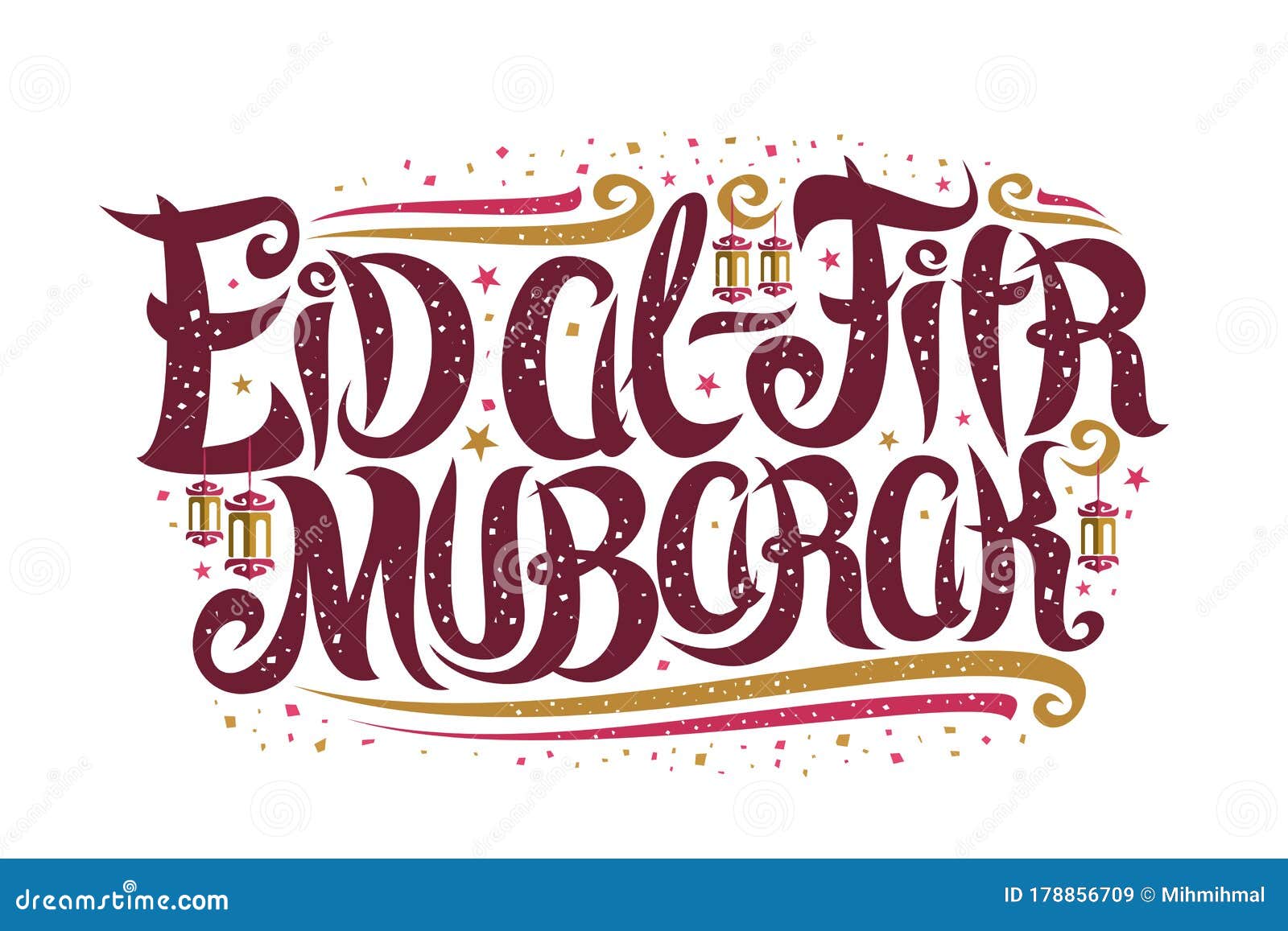 Vector Greeting Card for Eid Ul-Fitr Stock Vector - Illustration ...