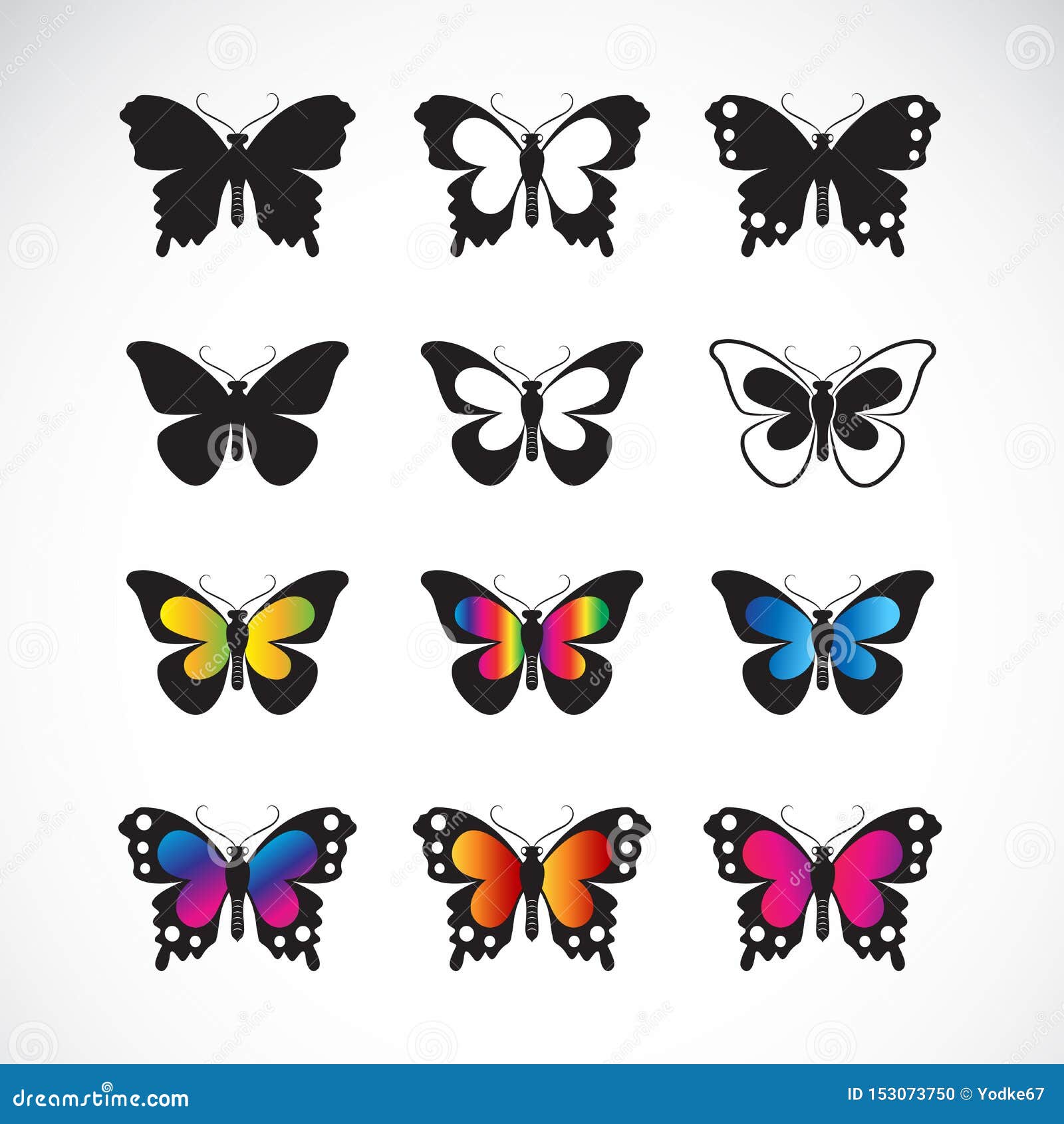 Vector Group of Butterflies Design on White Background. Butterfly Icon.  Insect. Animal Stock Vector - Illustration of form, icon: 153073750