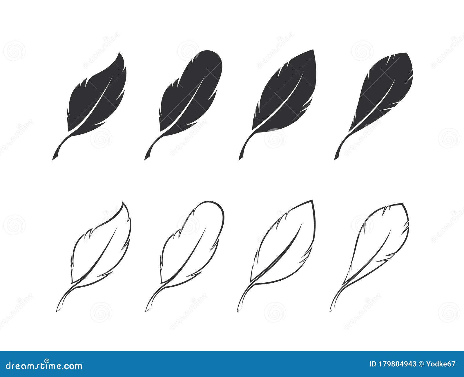 Download Vector Group Of Feather On White Background. Easy Editable ...