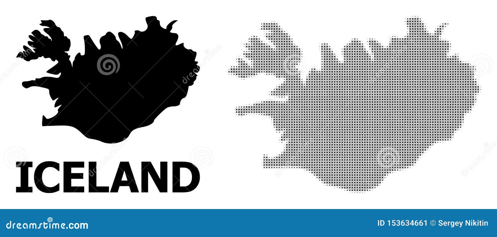  halftone pattern and solid map of iceland
