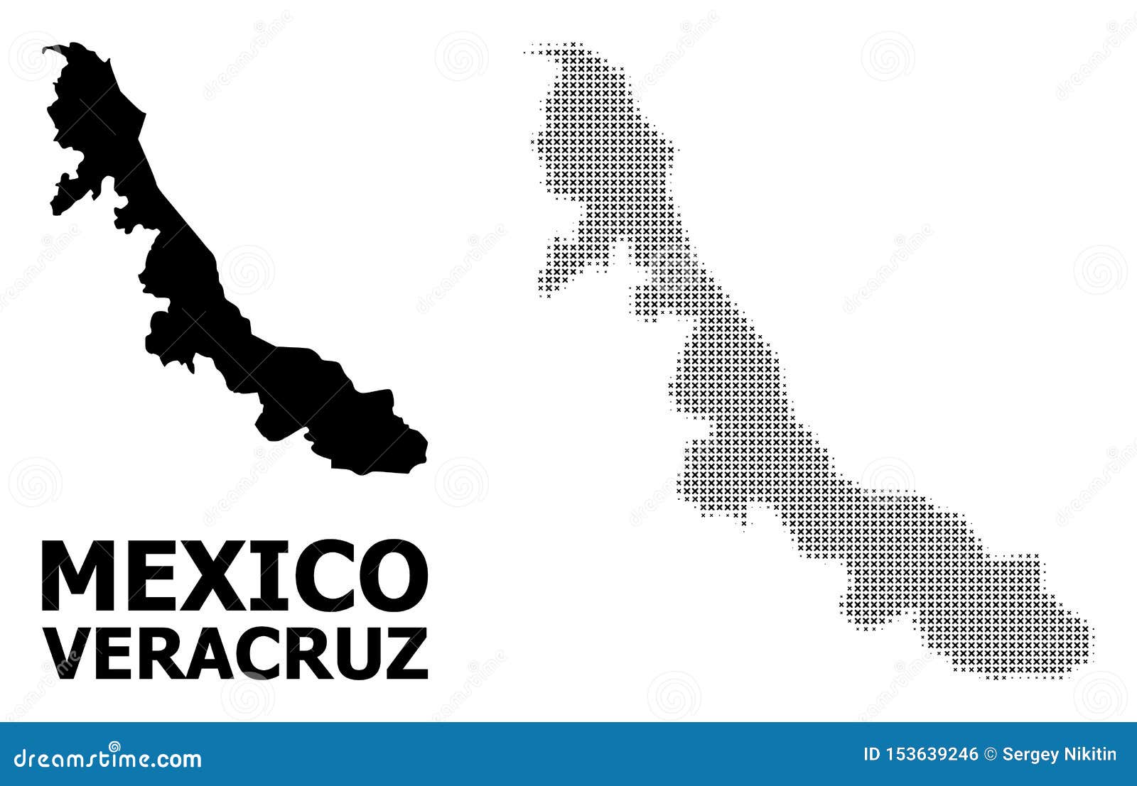 halftone pattern and solid map of veracruz state