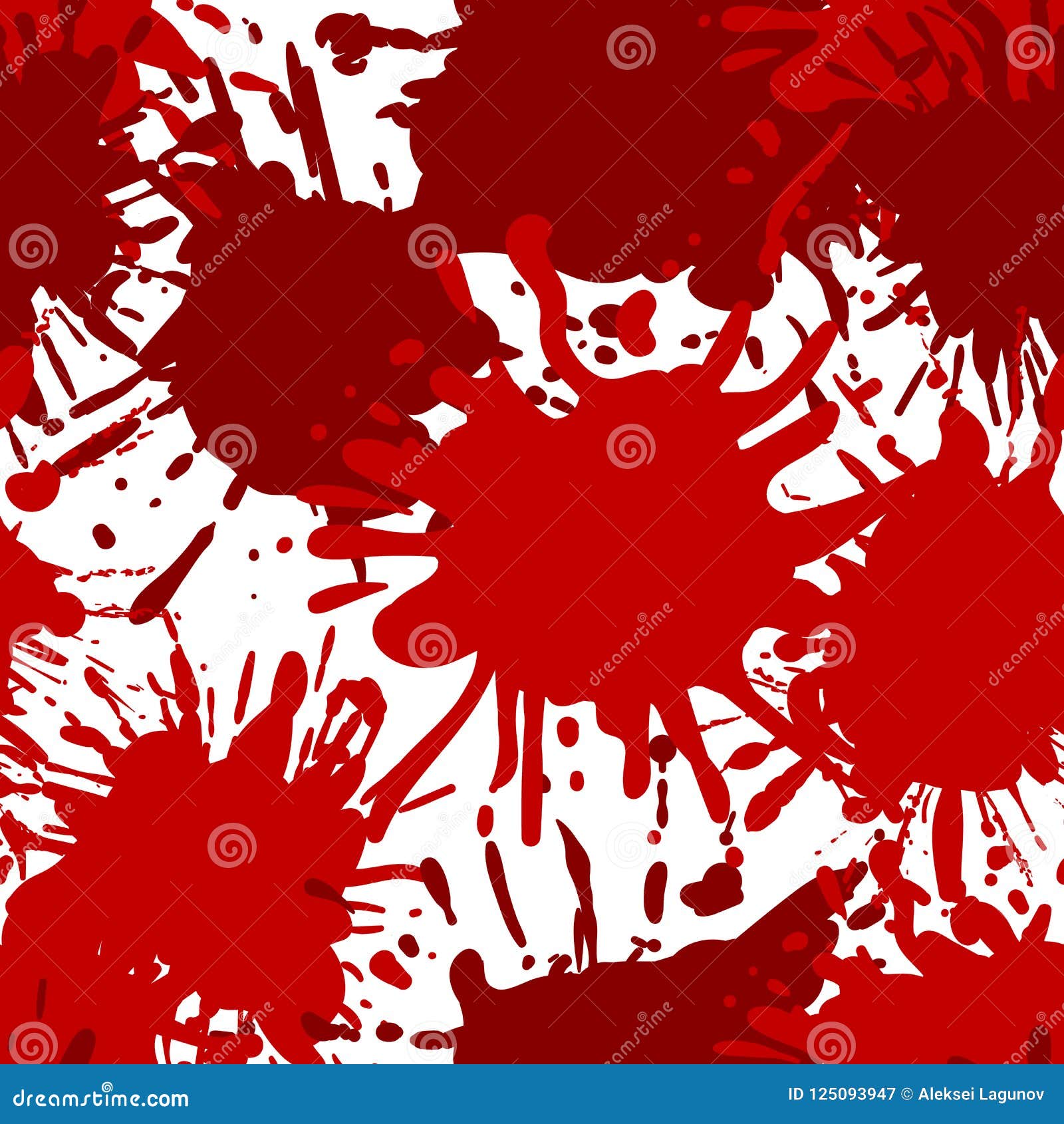 Vector Halloween Theme Background Seamless Pattern Blood Splatters