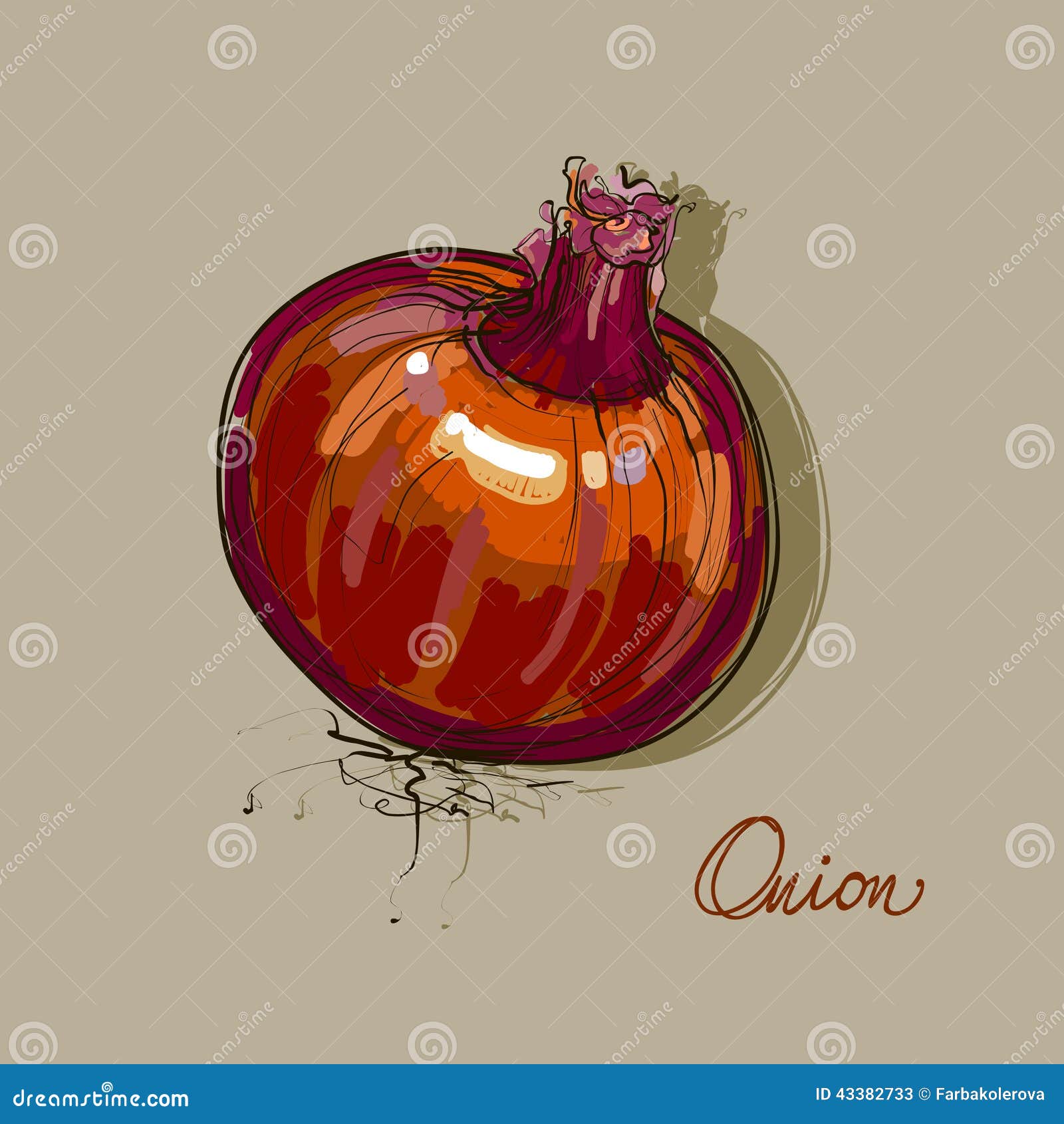 Vector Hand Drawing Realistic Collections Onions Stock Illustration