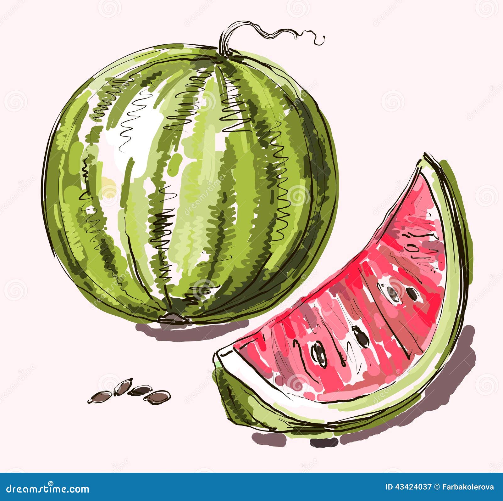 How to Draw a Watermelon Slice Step by Step - EasyLineDrawing