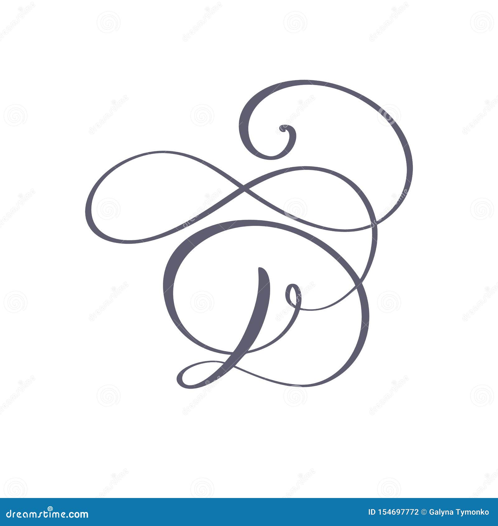 Download Vector Hand Drawn Calligraphic Floral D Monogram Or Logo ...