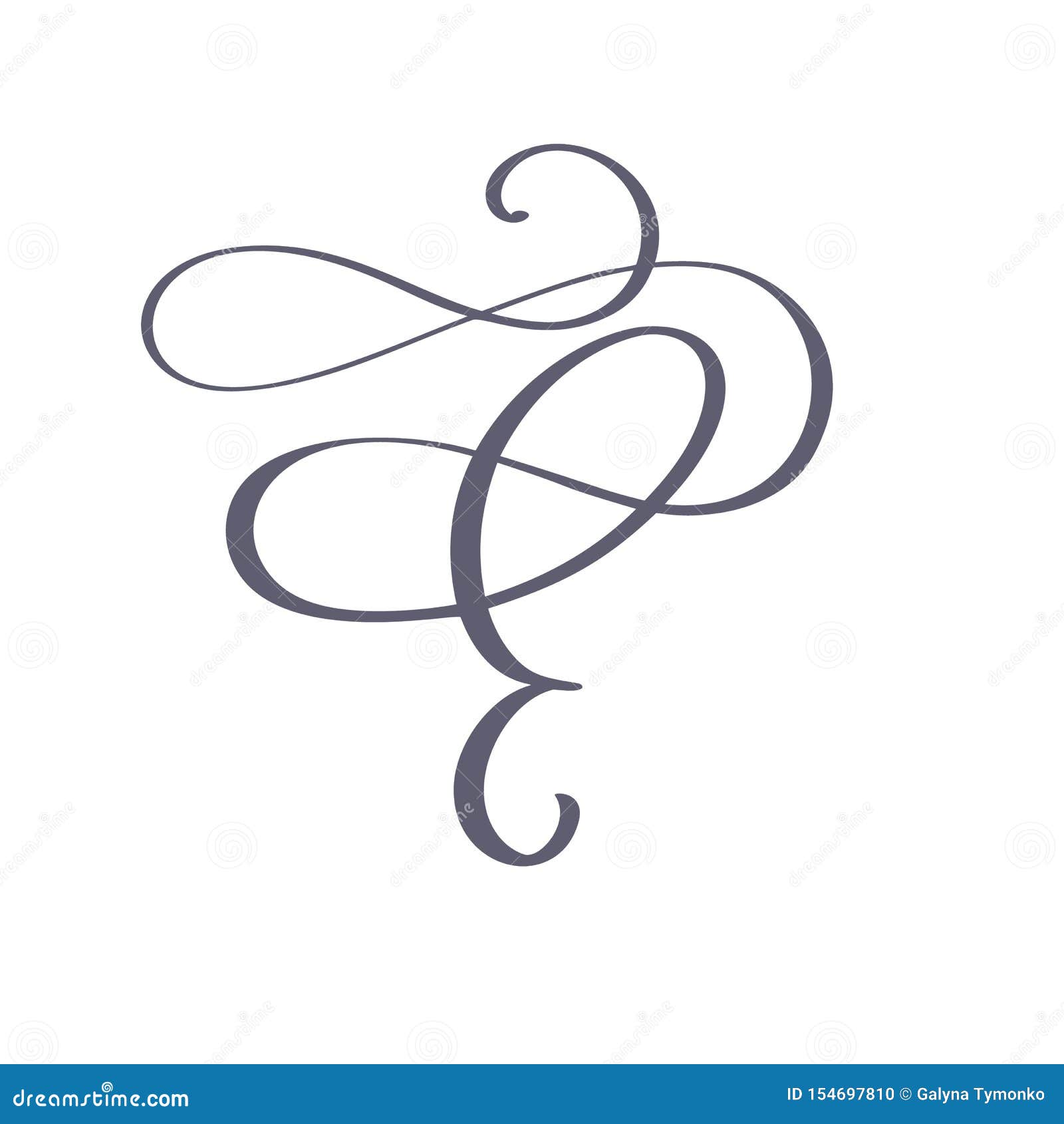 Vector Hand Drawn Calligraphic Floral E Monogram or Logo. Uppercase ...