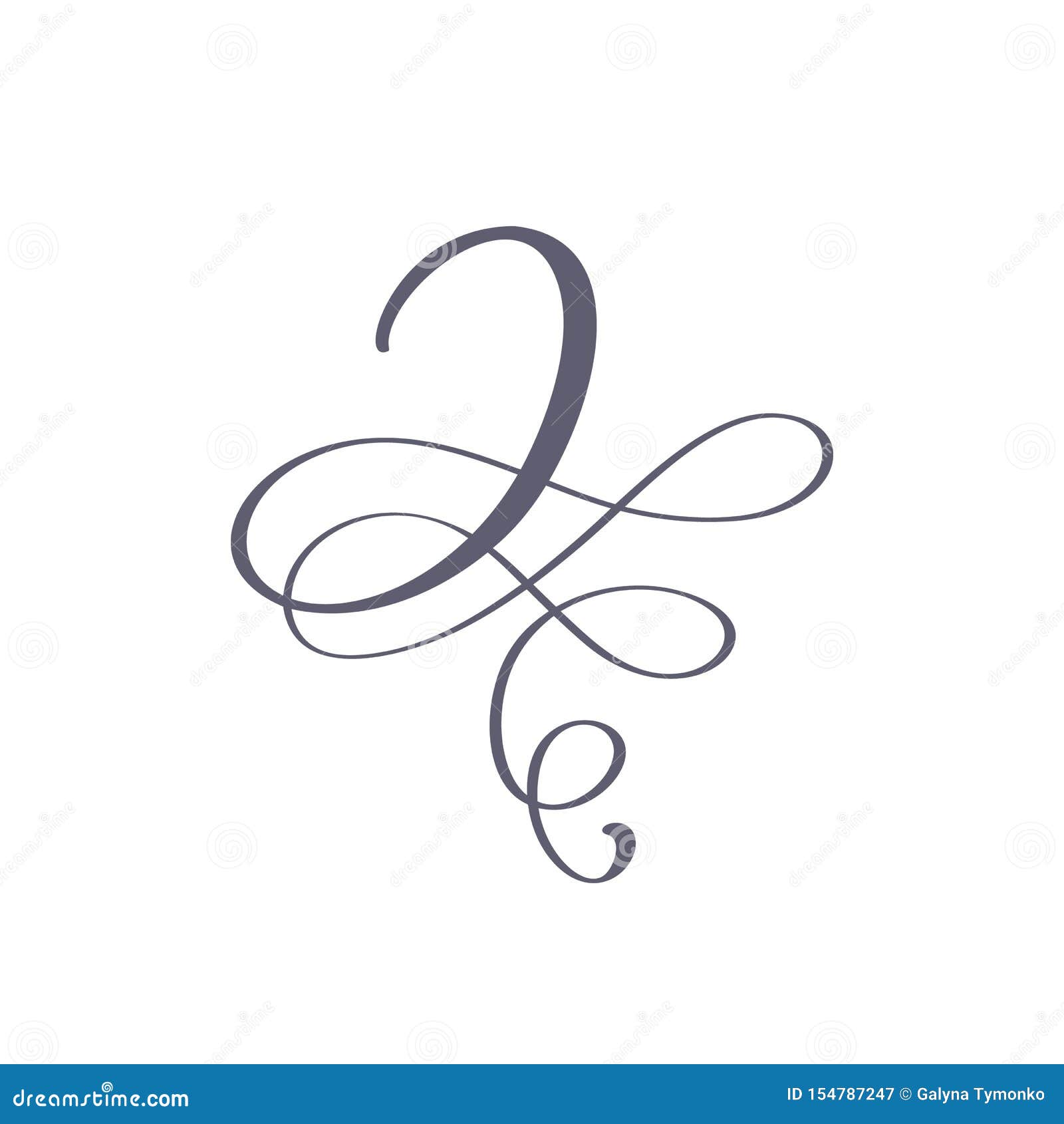 Download Vector Hand Drawn Calligraphic Floral J Monogram Or Logo. Uppercase Hand Lettering Letter J With ...