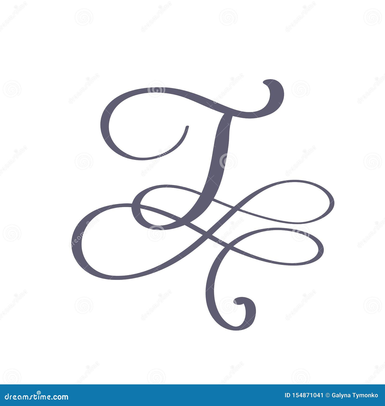 Download Vector Hand Drawn Calligraphic Floral T Monogram Or Logo ...