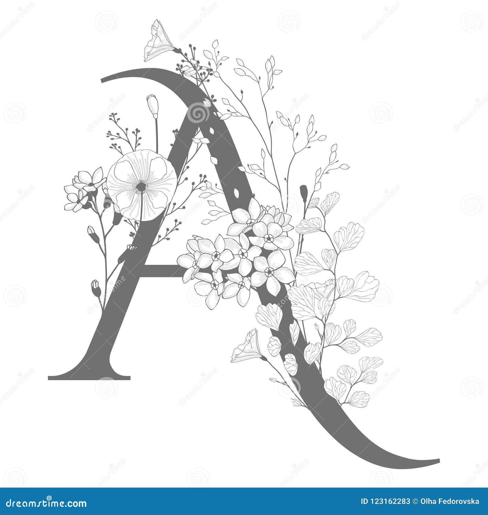 Vector Hand Drawn Floral a Monogram and Logo Stock Vector ...