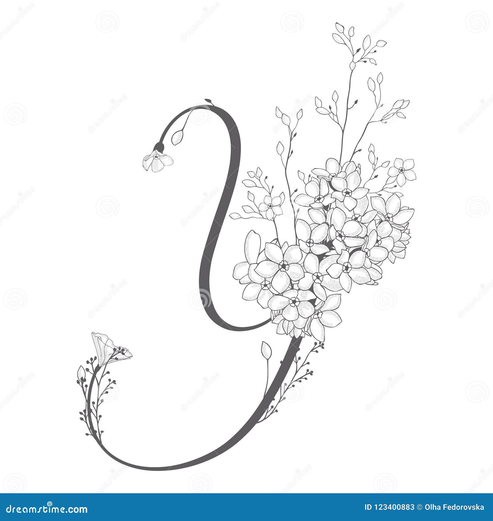 Download Vector Hand Drawn Floral Y Monogram And Logo Stock Vector - Illustration of alphabet, branch ...