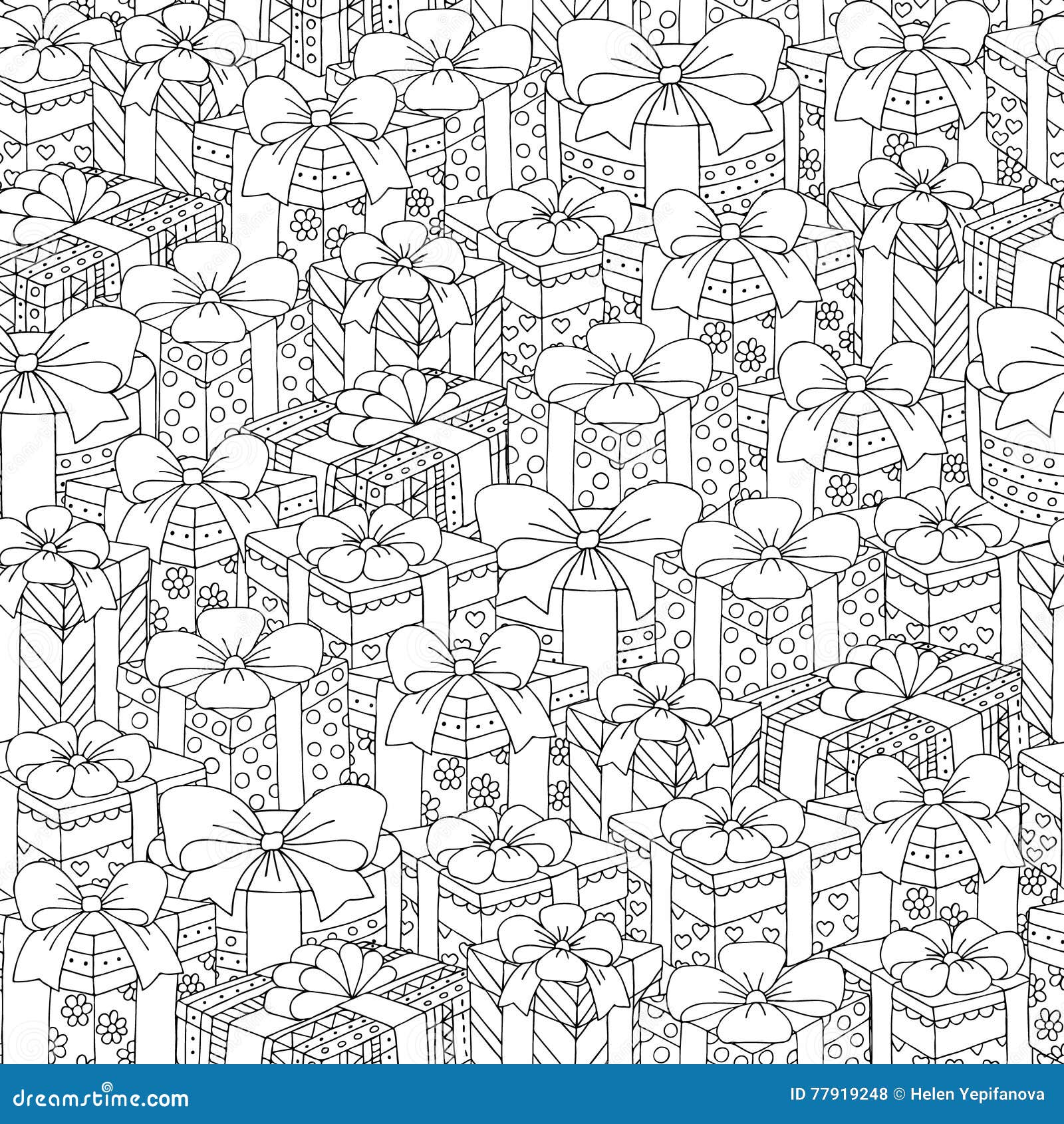 Vector Hand Drawn Gift Boxes Illustration For Adult Coloring Book ... Vector Hand Drawn Gift Boxes Illustration For Adult Coloring Book ...