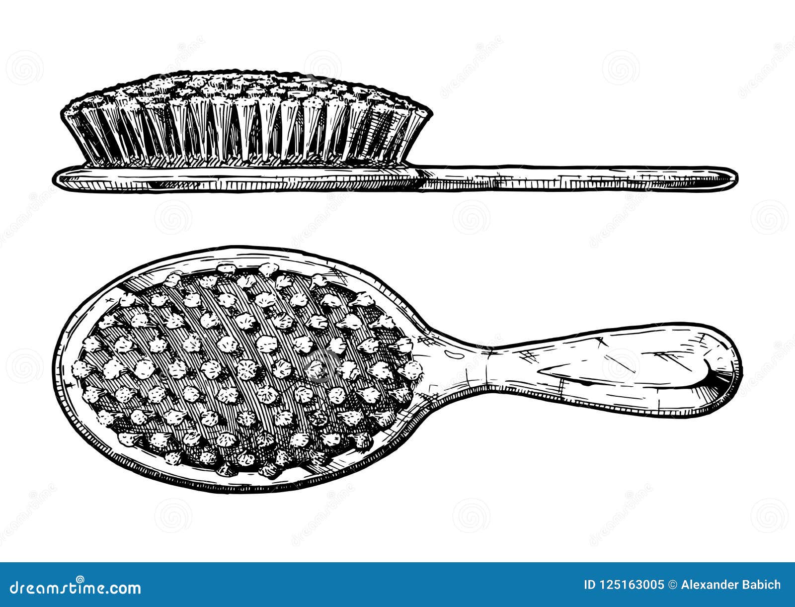 Hair Brush. Side View And Front View. Stock Vector - Illustration of