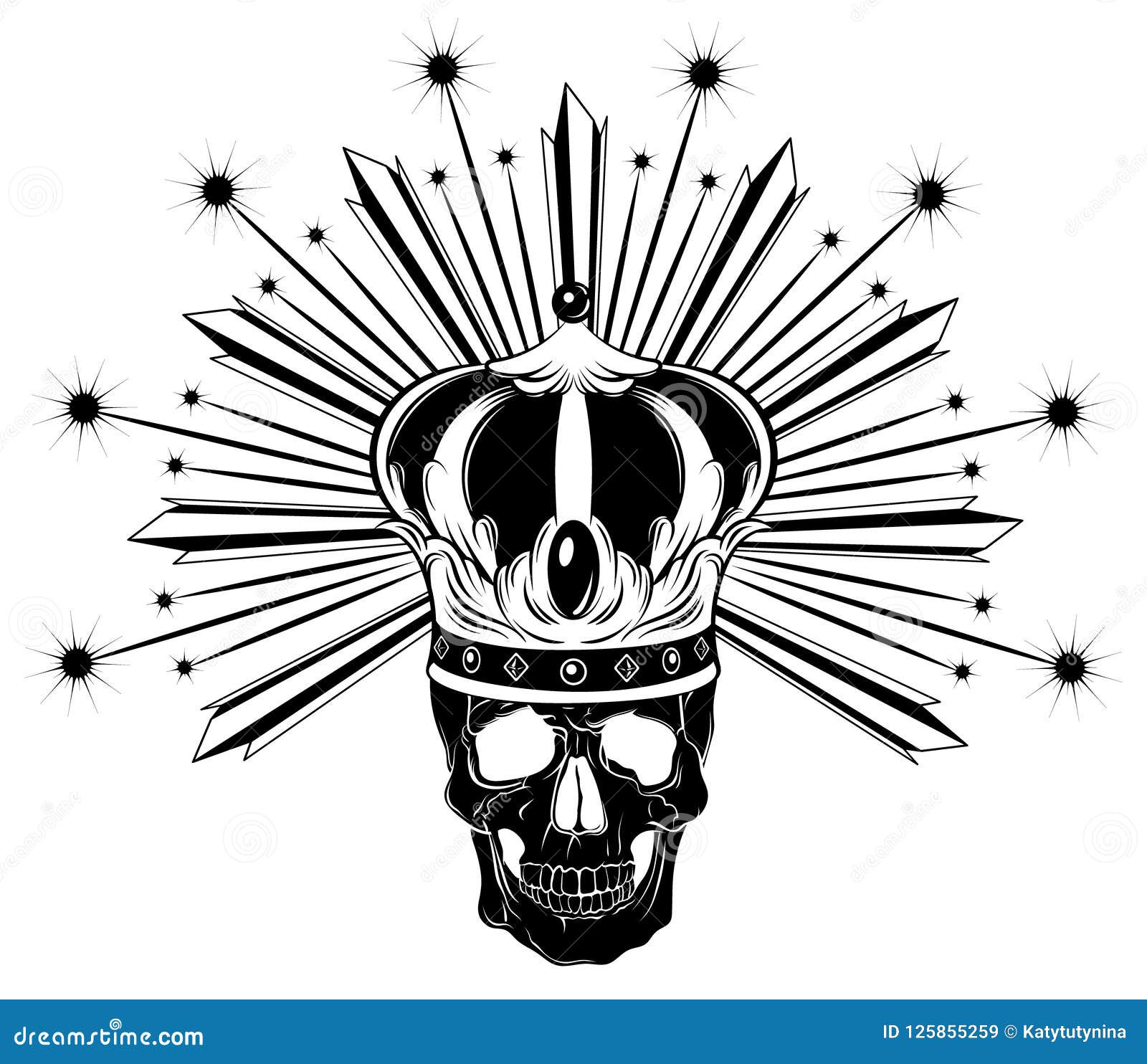 Art fancy surreal king skull tattoo Hand drawing and make graphic vector  19882613 Vector Art at Vecteezy