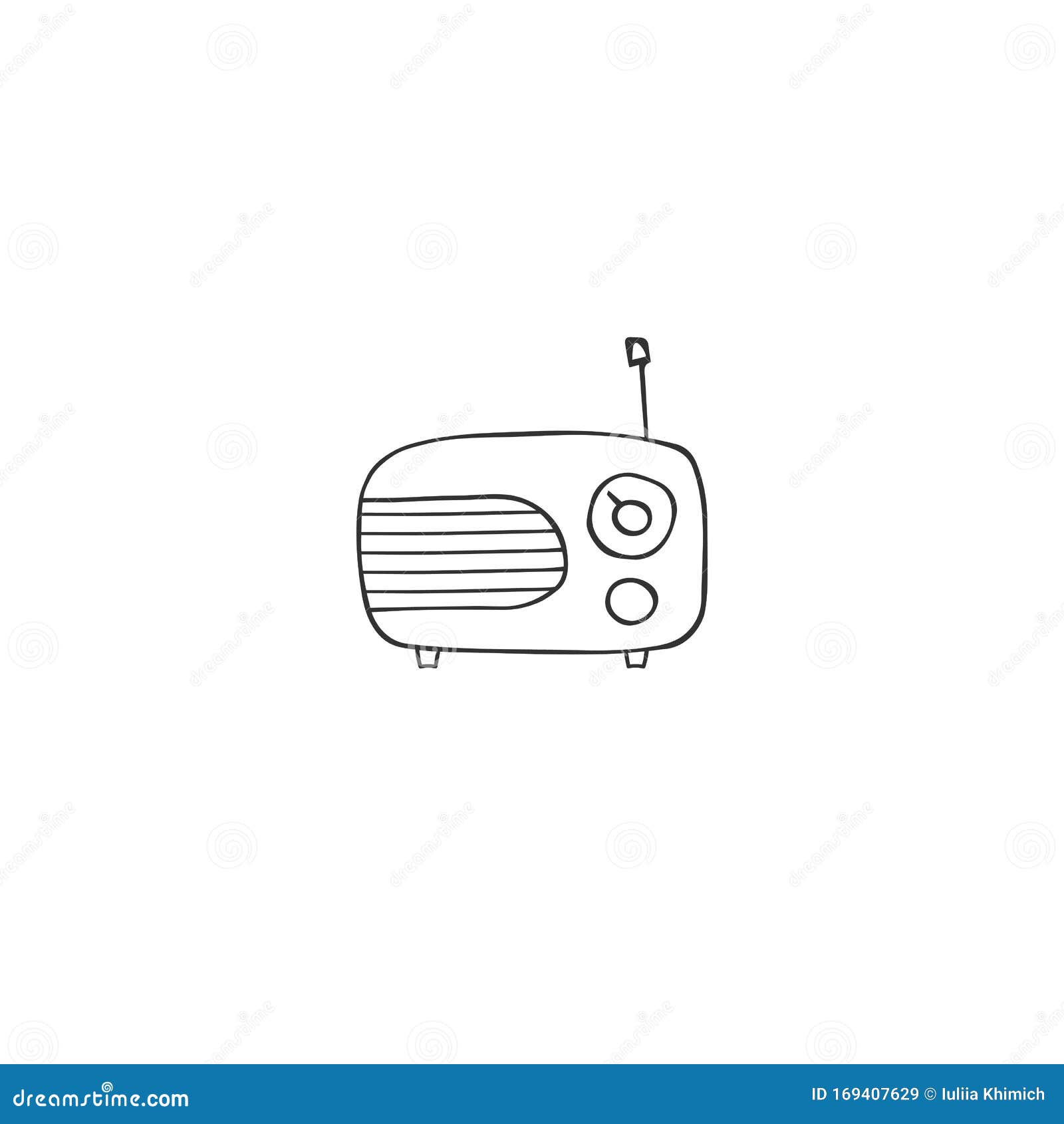 Vector Hand Drawn Isolated Icon Retro Radio Music Logo Element Stock Vector Illustration Of Play Online 169407629
