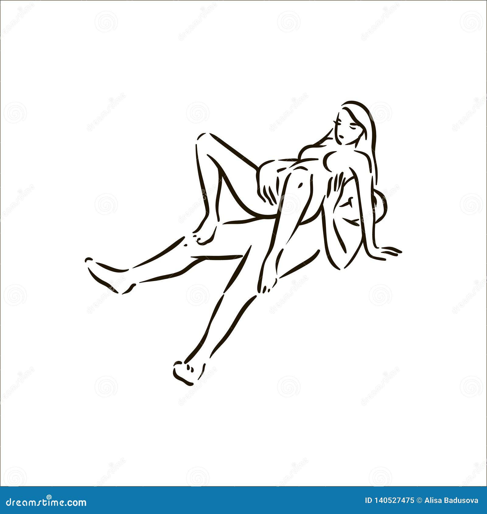 Vector Hand Drawn Kama Sutra Sex Pose Man And Woman In Love Illustration On...