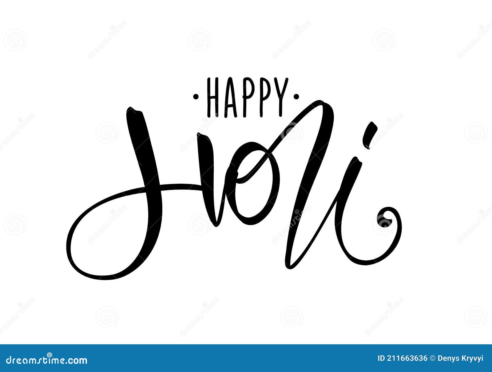 Vector Hand Drawn Lettering Composition of Happy Holi on White ...