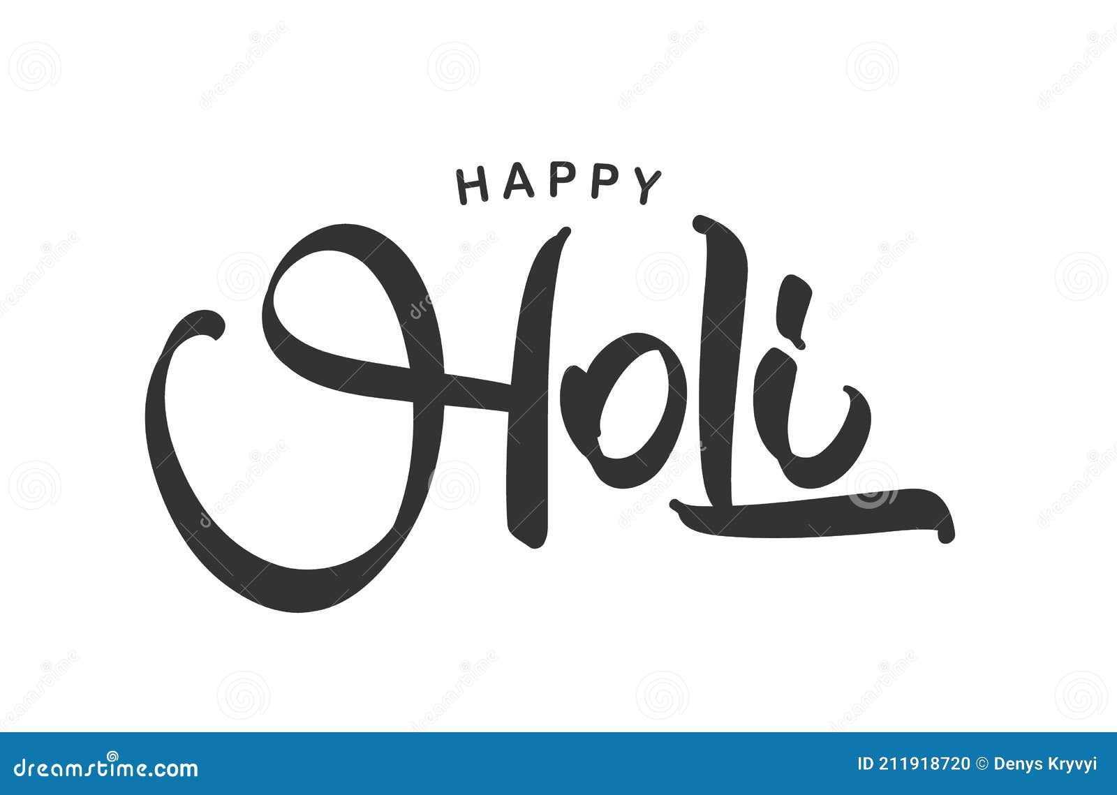 Vector Hand Drawn Lettering Composition of Happy Holi on White ...