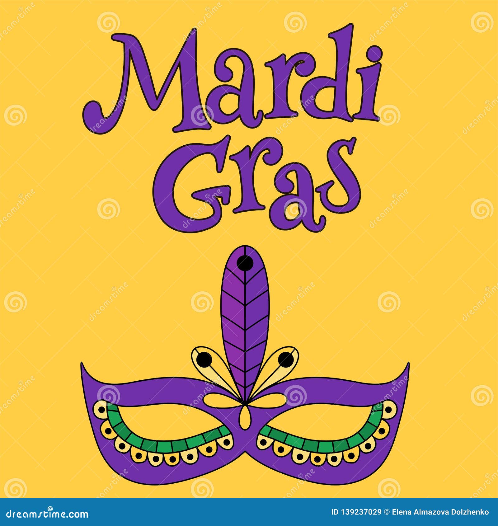 Vector Hand Drawn Lettering Illustration Eps10 for Mardi Gras Carnival ...