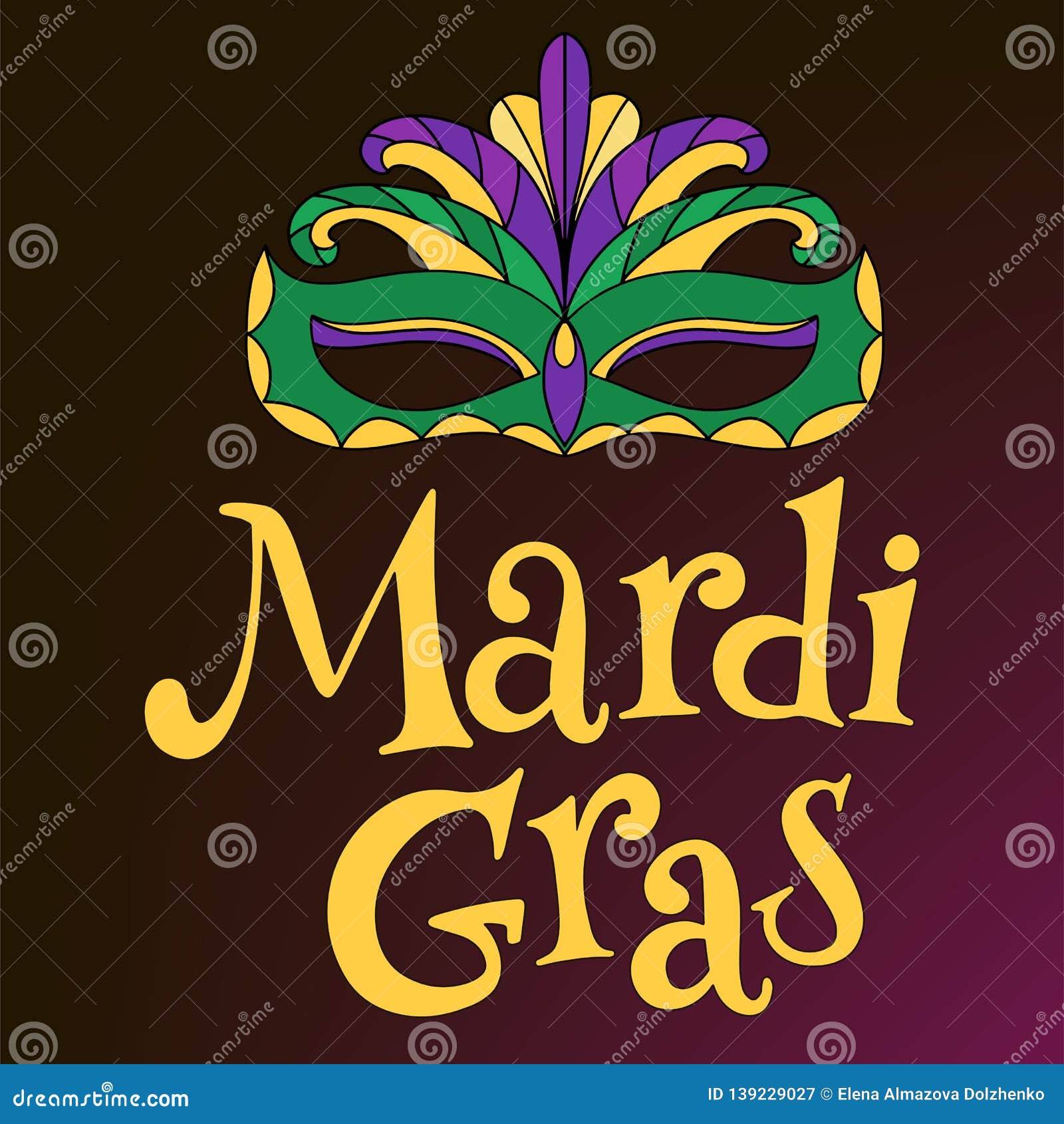 Vector Hand Drawn Lettering Illustration Eps10 for Mardi Gras Carnival ...