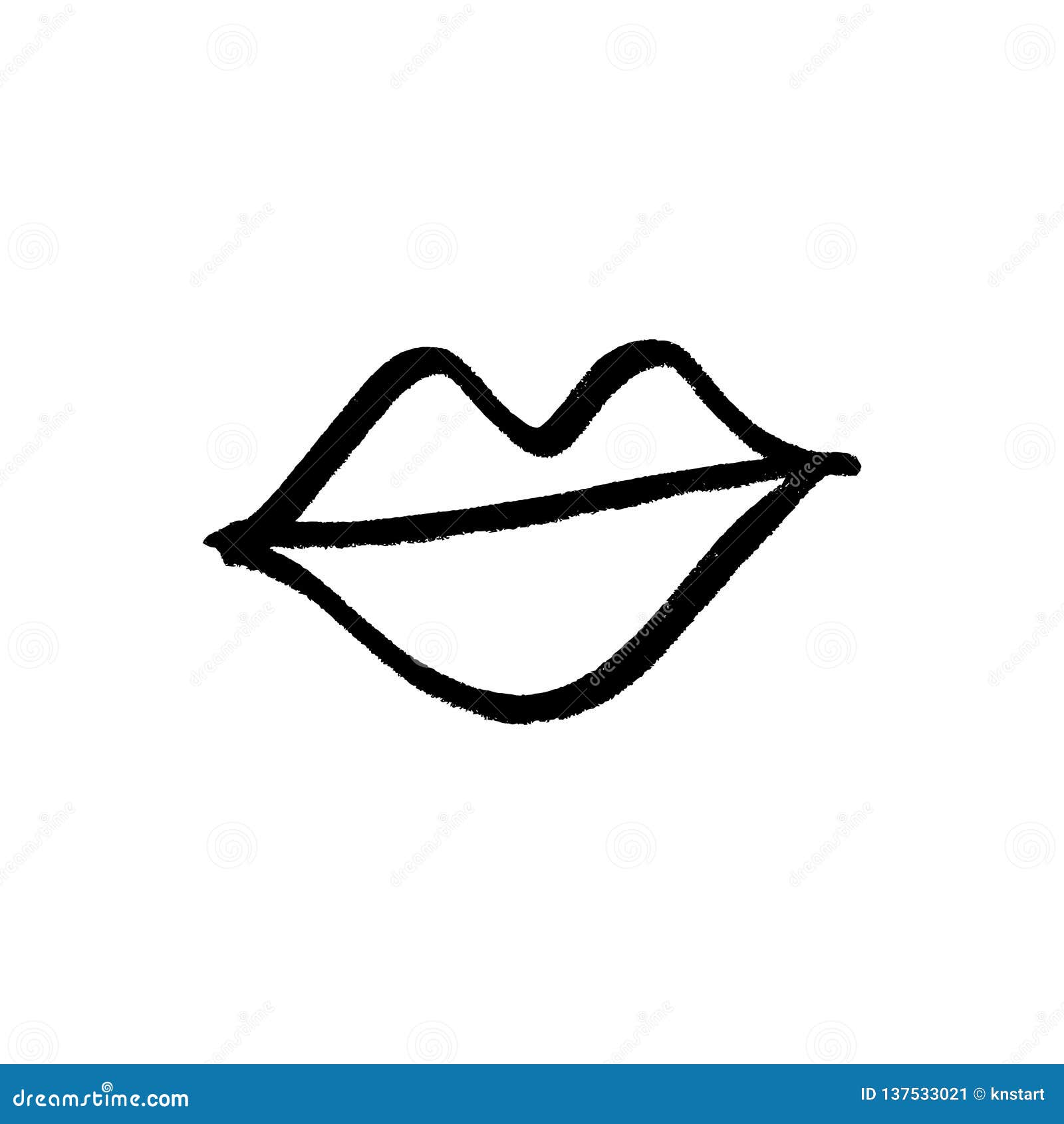 Vector Hand Drawn Lips Symbol, Logo or Label, Print for Clothes and