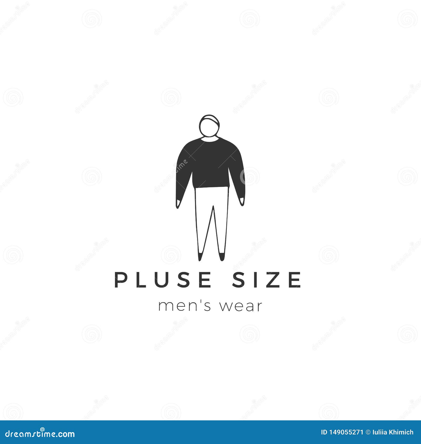 Vector Hand Drawn Logo Template. Size Concept, Body Positive. Attractive Happy Overweight Man. Stock Vector - of calm, black: 149055271
