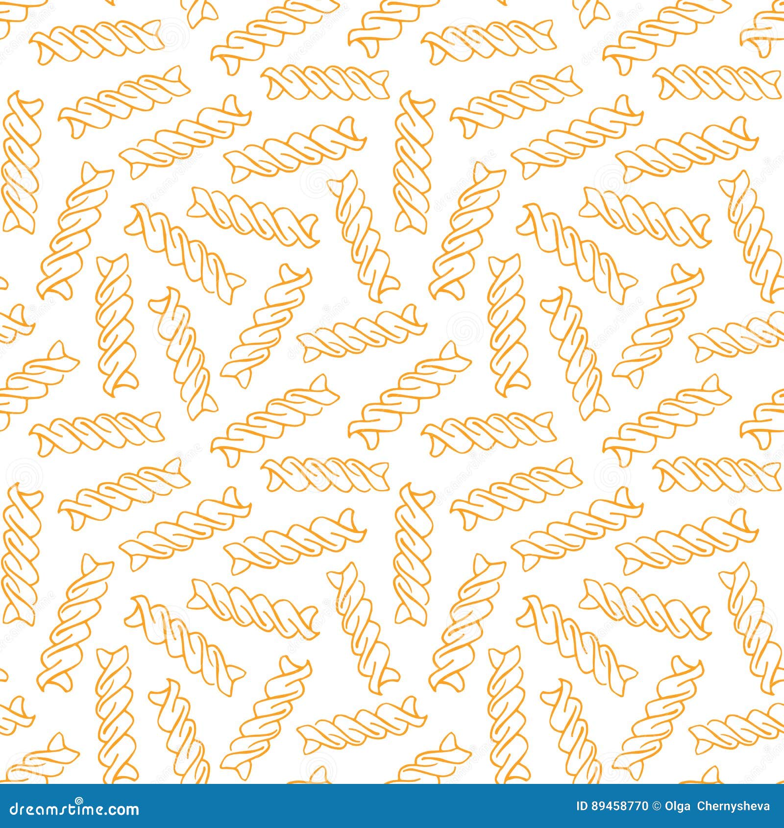 Vector Hand Drawn Pasta Fusilli. Seamless Pattern Stock Vector