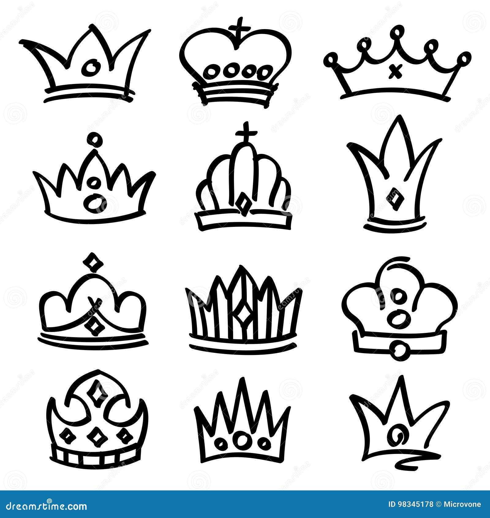 Princess Crown Set Hand Drawn Stock Illustration 218067010  Shutterstock