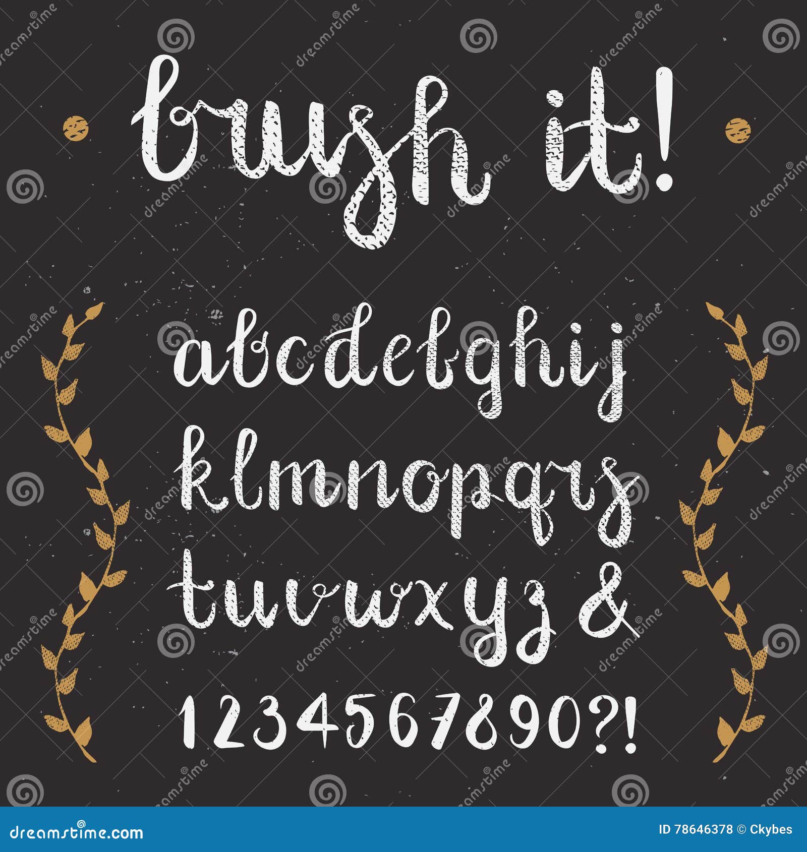 Brush pen handwritten alphabet, letters, numbers and symbols, vector font,  handmade, lettering Stock Vector