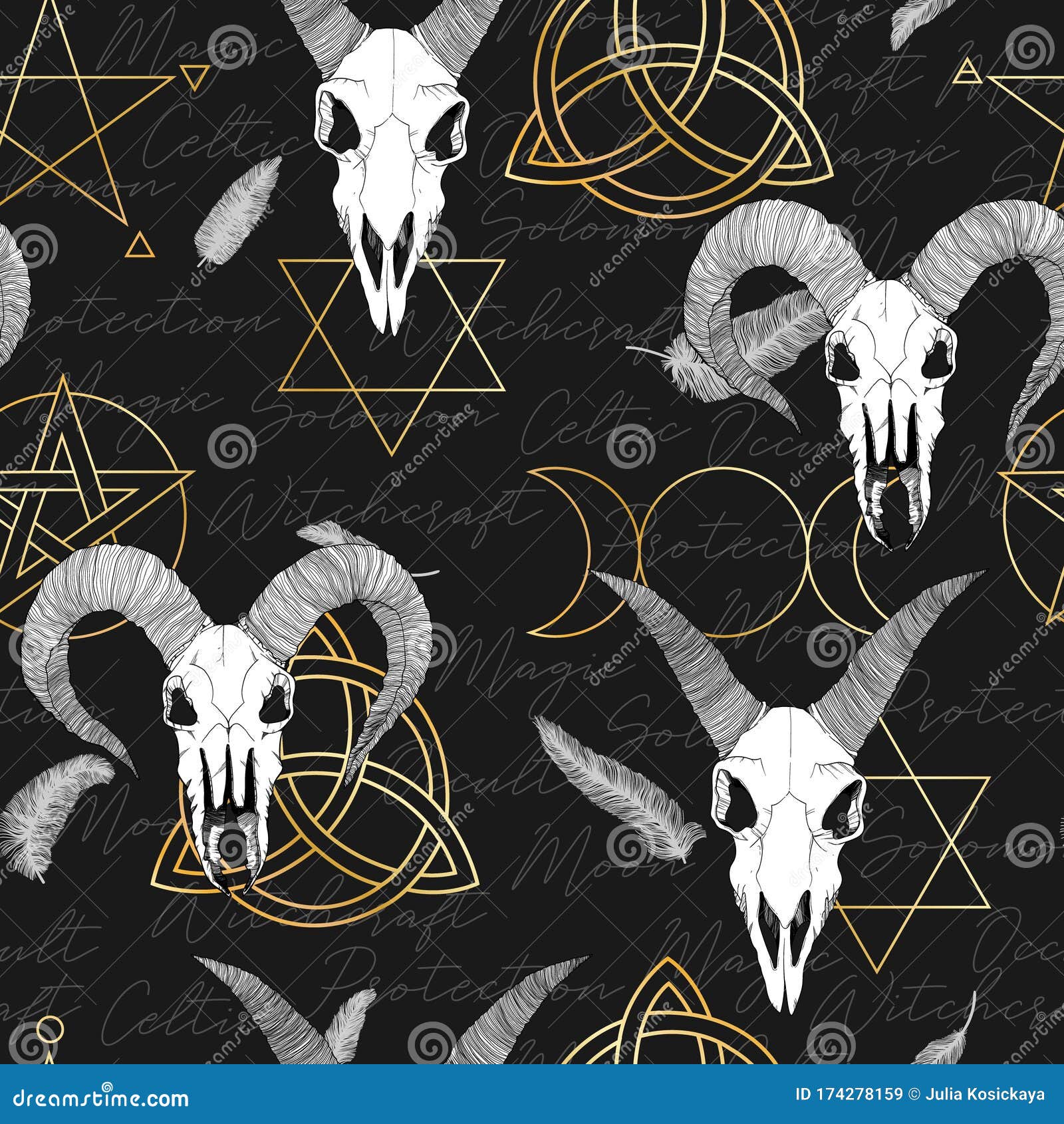 Vector Hand Drawn Seamless Pattern with Magical Astrology, Alchemy,  Spirituality and Occultism Symbol. in Sketch Style with Goat Stock  Illustration - Illustration of digital, magic: 174278159