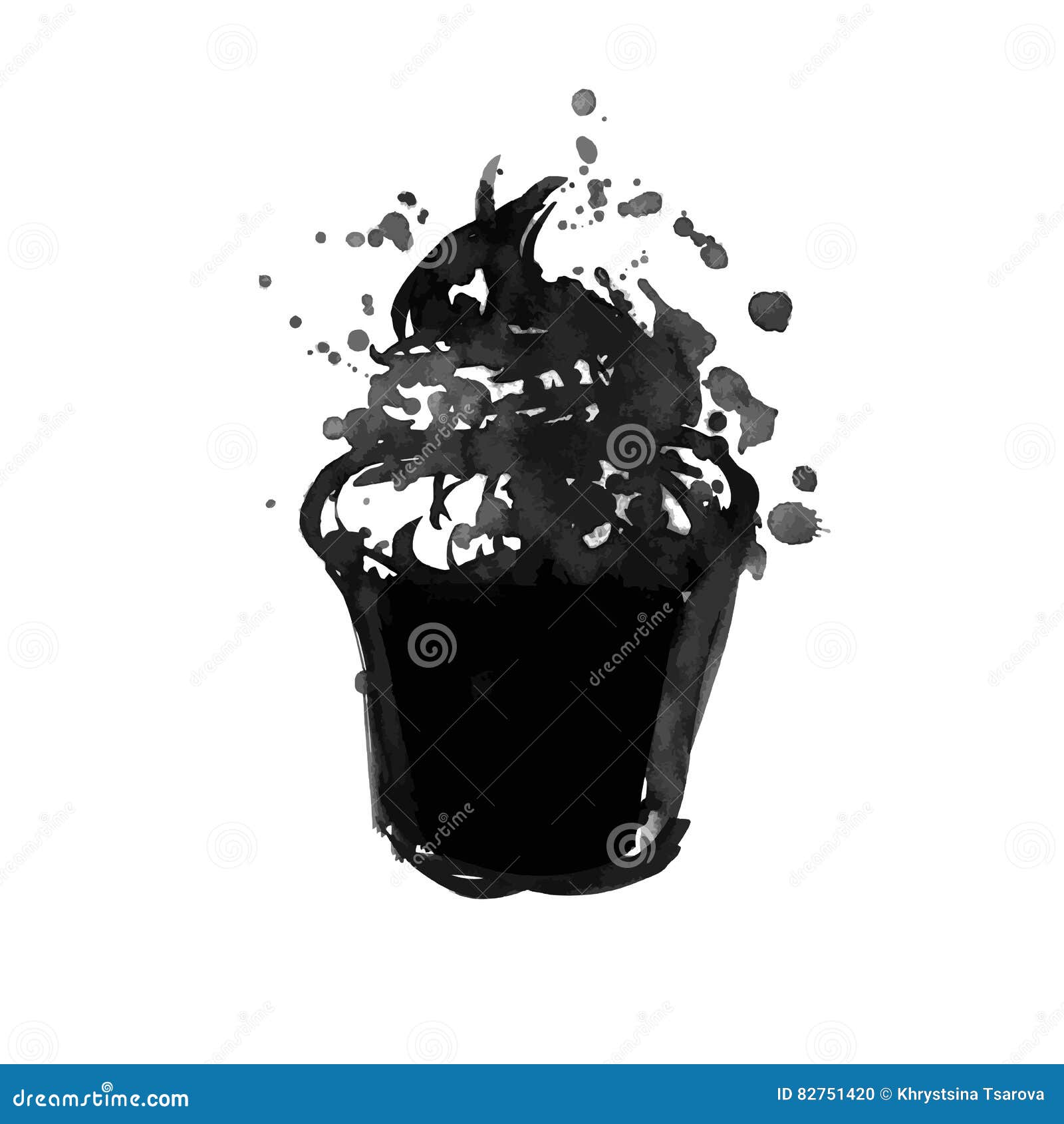  hand drawn style . roughed black cupcake with