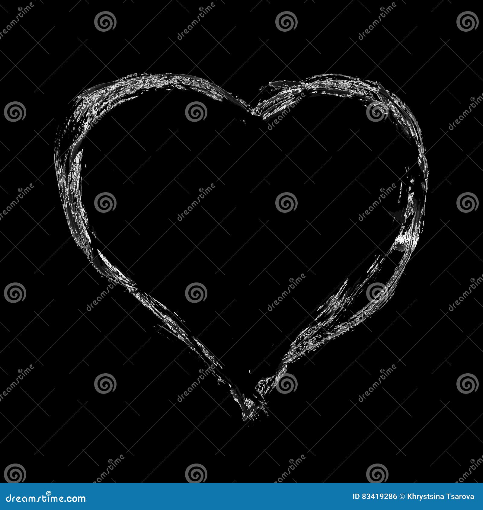  hand drawn style . roughed black heart.