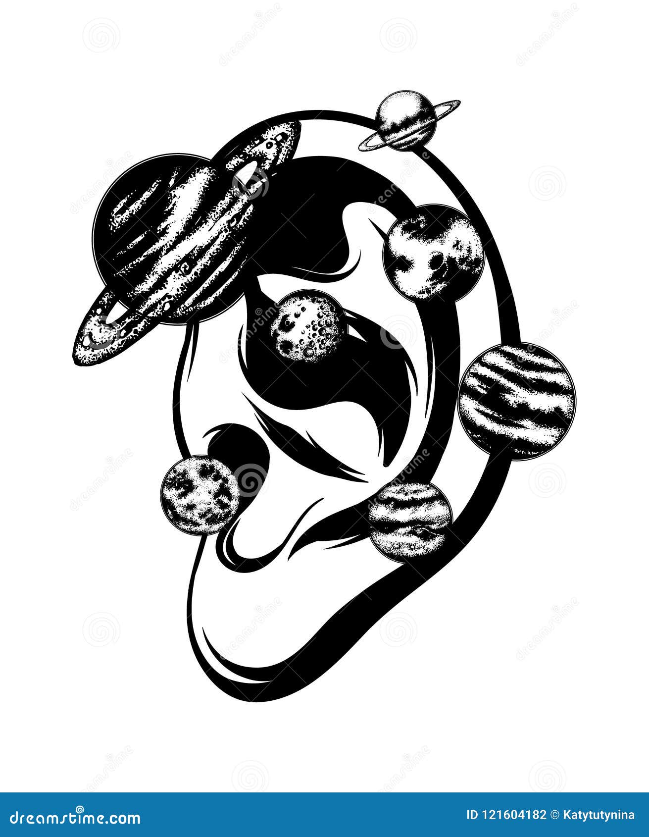 Premium Vector  Handdrawing vector illustration retro alien space tattoo