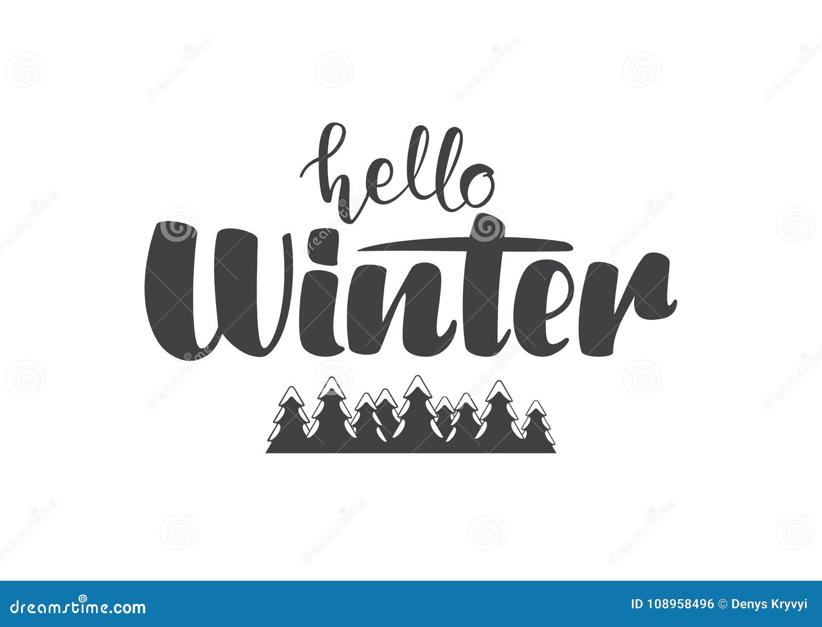 Vector Hand Drawn Type Lettering Of Hello Winter On White Background ...