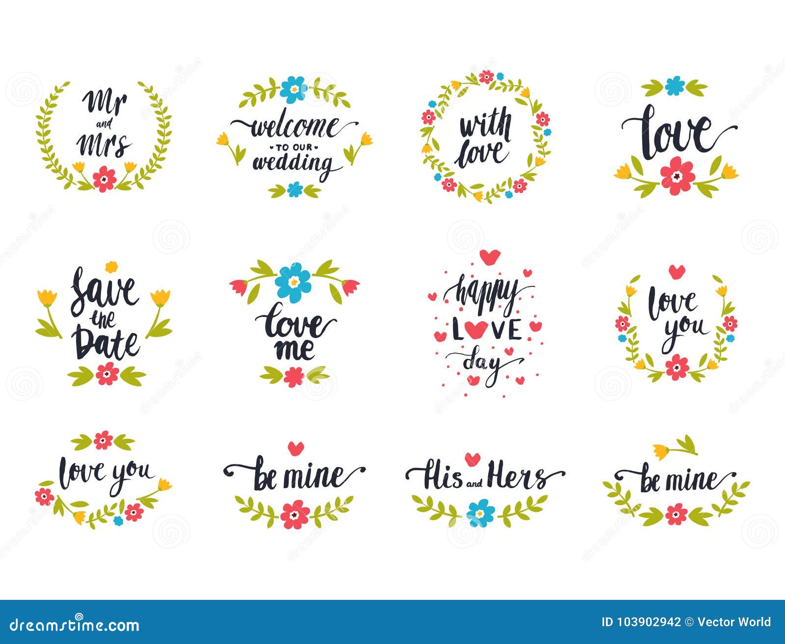 Vector Hand Drawn Typography Save The Date Quote Text Logo Badge
