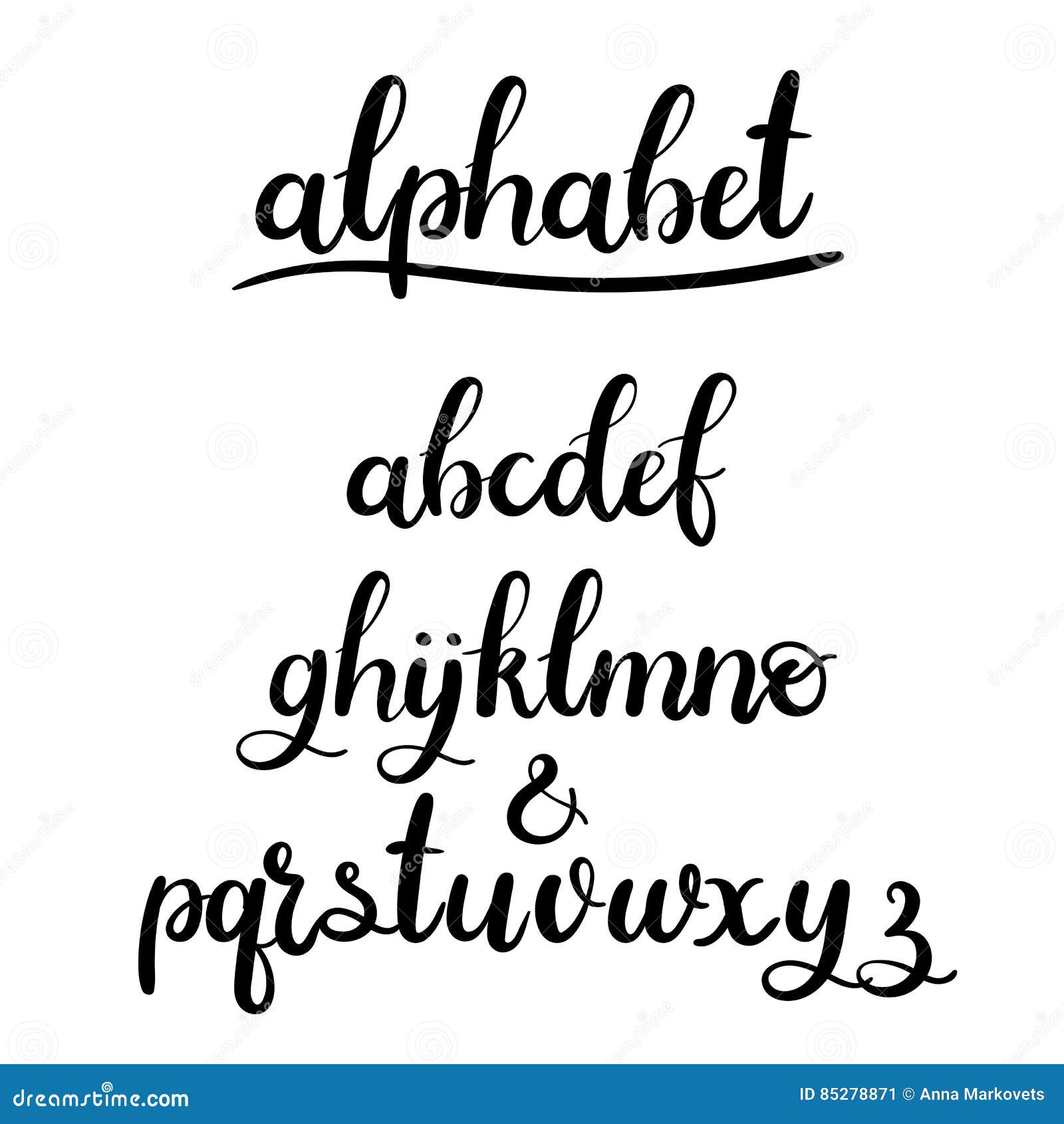 Vector Hand Lettering Alphabet. Brush Painted Font. Stock Vector ...